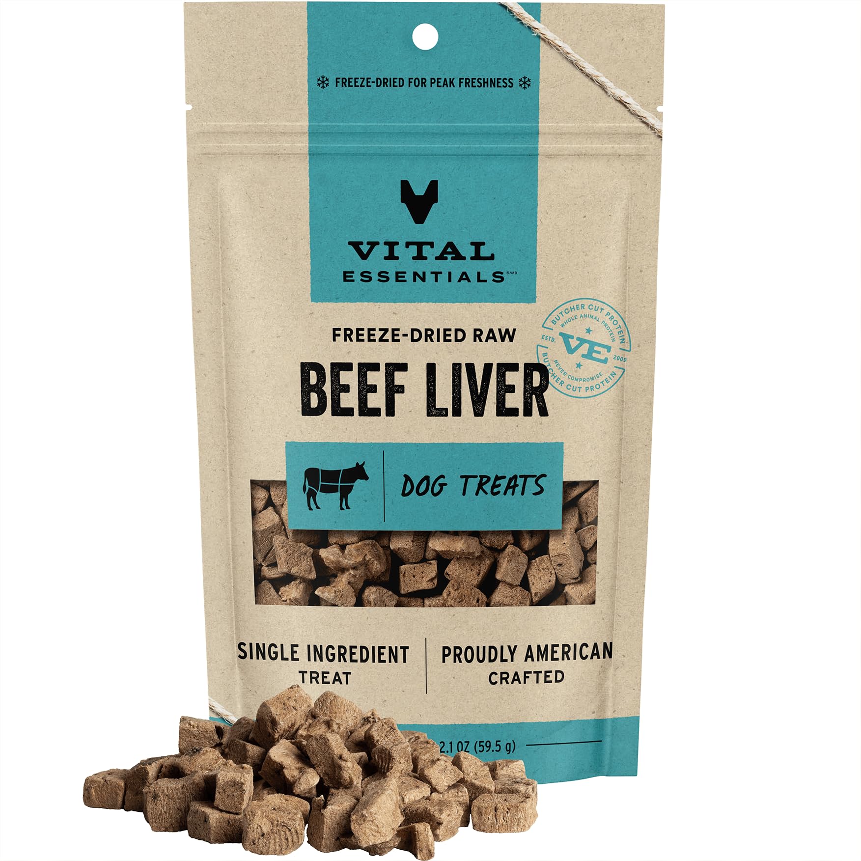 Vital Essentials Beef Liver Dog Treats, 2.1 oz | Freeze-Dried Raw | Single Ingredient | Premium Quality High Protein Training Treats | Grain Free, Gluten Free, Filler Free