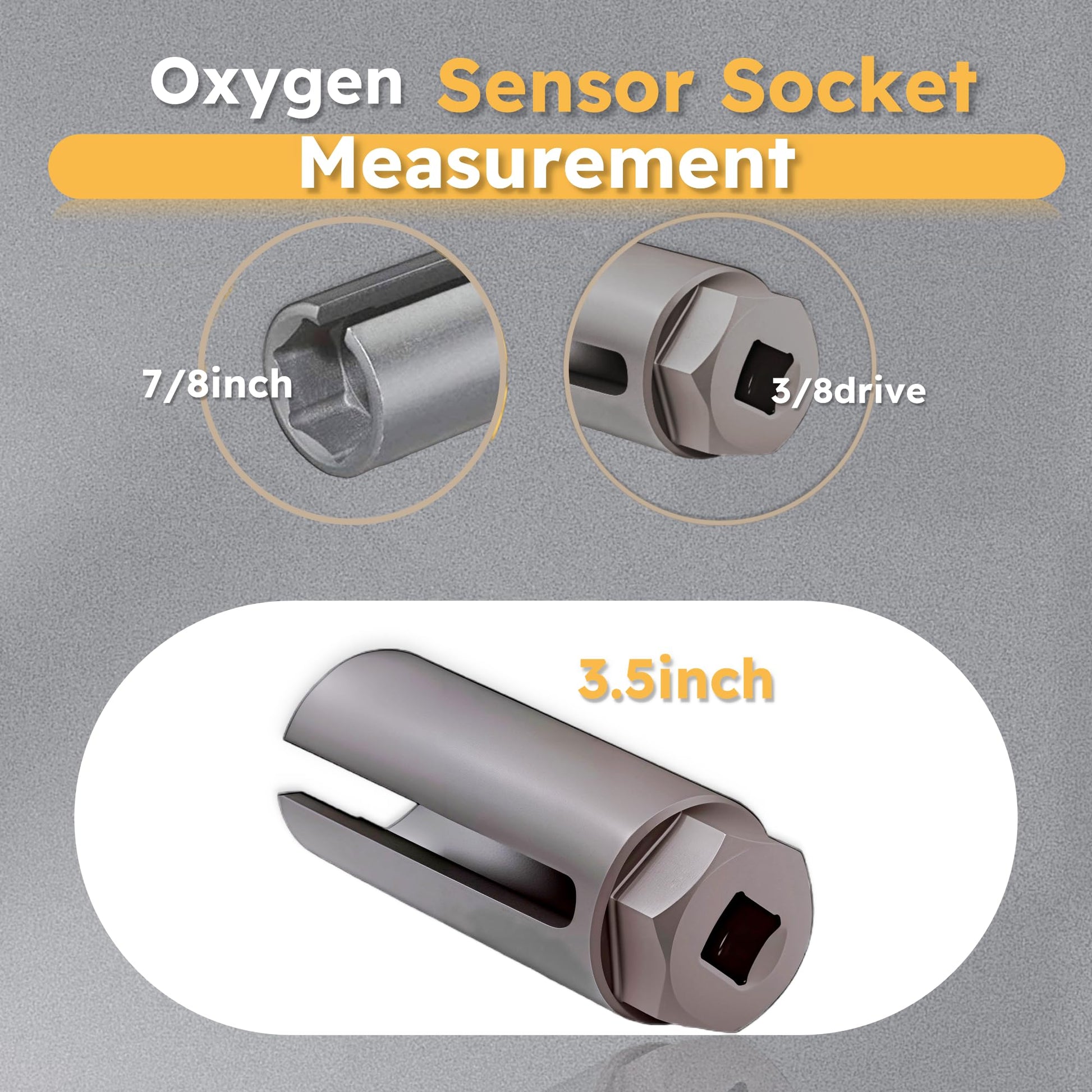Oxygen Sensor Socket with Side Wire Cutout 3/8” Inch Drive x 7/8” (22mm) fits All Vehicle O2 Removal and Installation Offset Oxygen Sensor Socket