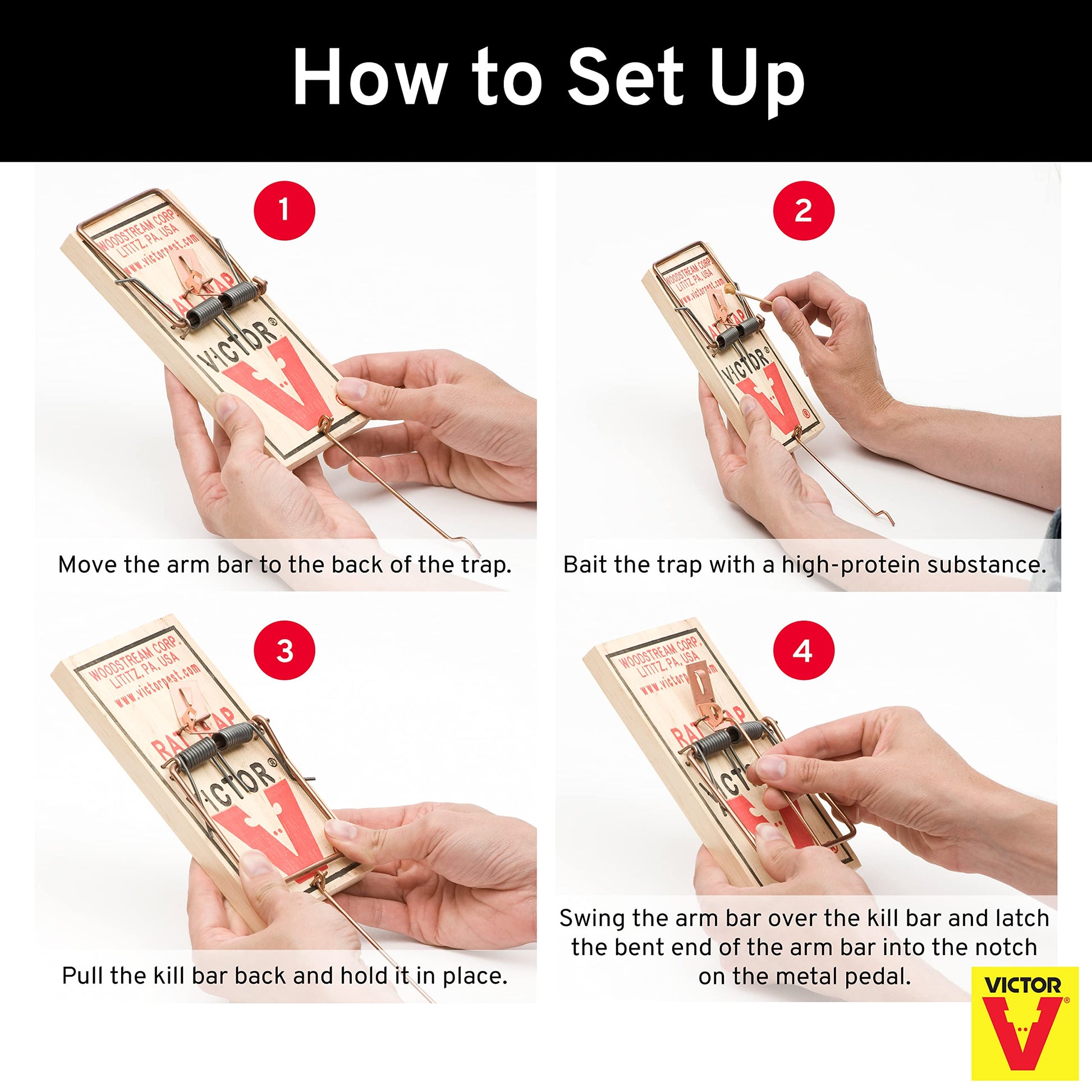 Victor M200 Metal Pedal Sustainably Sourced FSC Wood Humane Snap Rat Trap -12 Wooden Traps