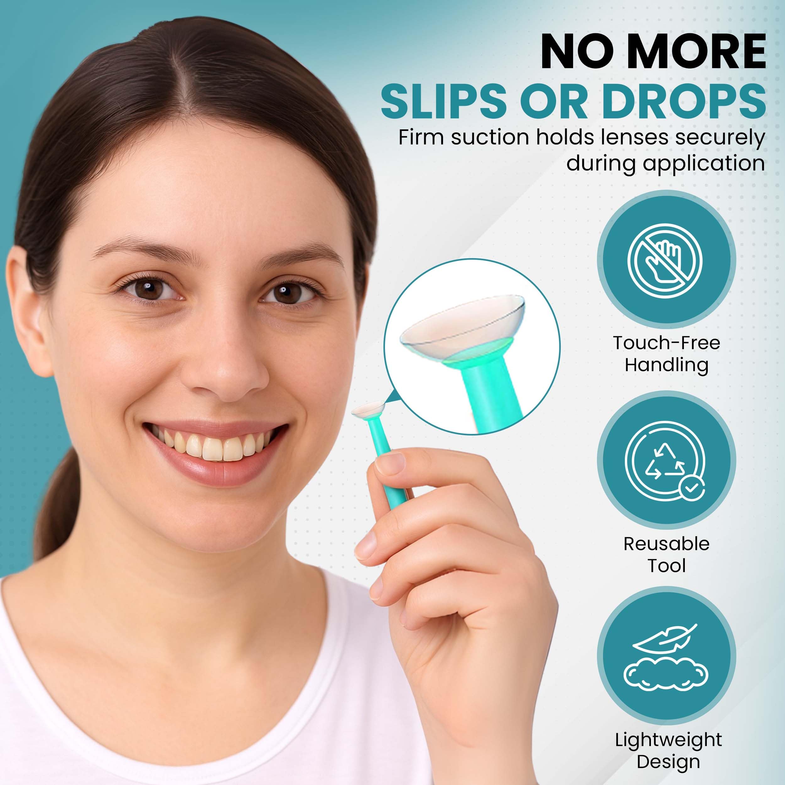 Soft Contact Lens Green Inserter Remover | for Certain Soft Contact Lenses Suction Holder |3pcs | by Sports World Vision