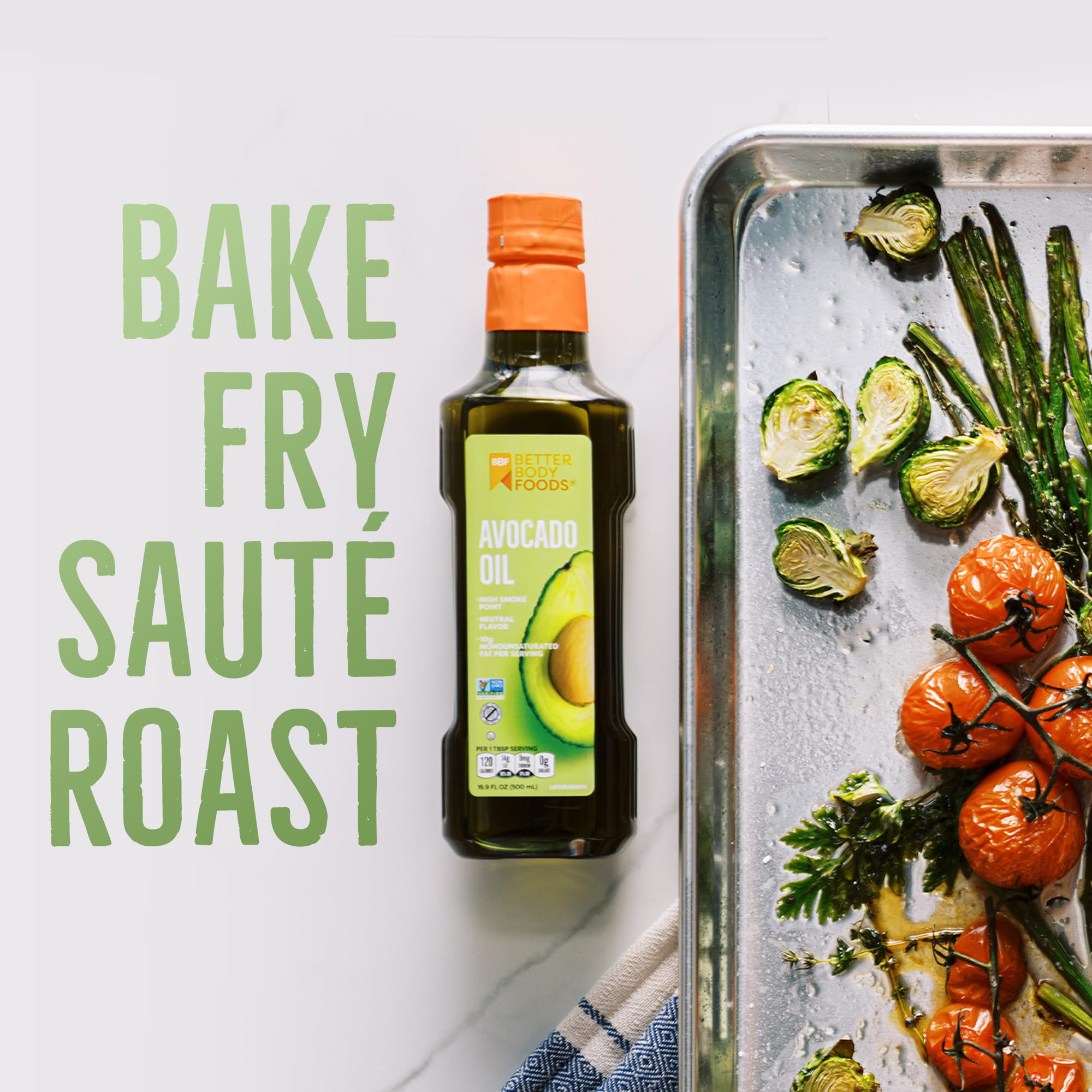 BetterBody Foods Refined Non-GMO Cooking Oil, Kosher, Keto and Paleo Diet Friendly, Avocado Oil, 1 Liter, 33.8 Fl Oz