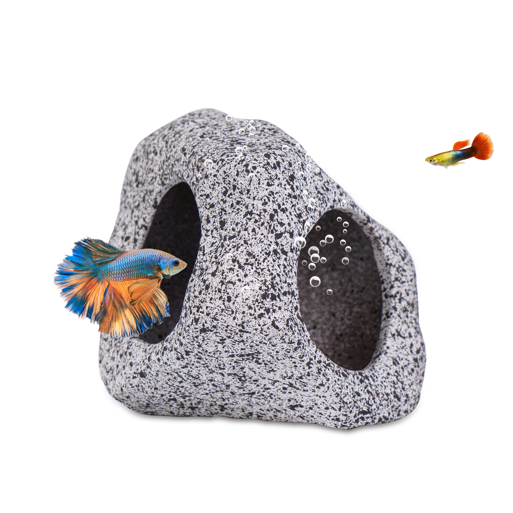 Aquarium Decorations Cave Fish Tank Accessories Rock Decor for Shrimp Cichlid Hiding Breeding Small Fish Bowl Hide Decoration Betta Toys Hideout Stones House（Medium）