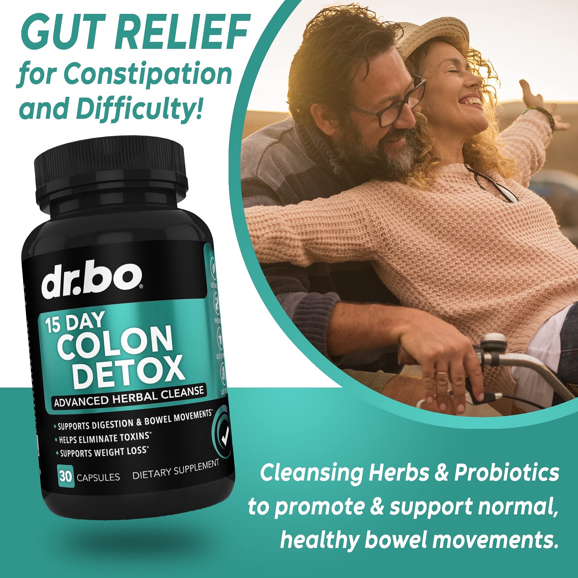 Colon Cleanser Detox for Weight Flush - 15 Day Intestinal Cleanse Pills & Probiotic - Fast Natural Laxative for Constipation Relief - Bowel Movement Supplements for Stomach Bloating, Gut Loss Support