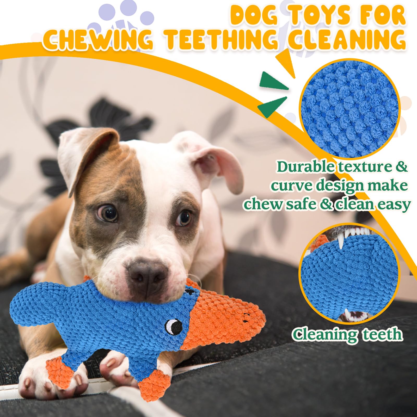 Vitscan Durable Dog Toys for Aggressive Chewers Large Breed/Dog Chew Toy/Indestructible Tough Squeaky Dog Toys/Interactive Dog Toys for Large Dogs/Plush Puppy Toys/Puppy Chew Toys for Teething