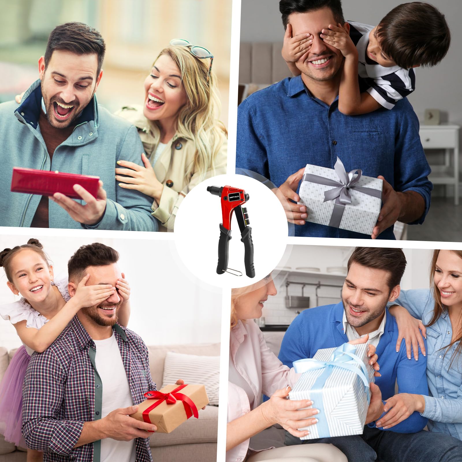 WETOLS Pop Rivet Gun Kit with 200 Blind Rivets, Upgraded Manual Single Hand Riveter with 4 Tool-Free Interchangeable Rivet Heads and 4 Drill Bits, Pop Rivet Tool Kit with Sturdy BMC Carrying Case