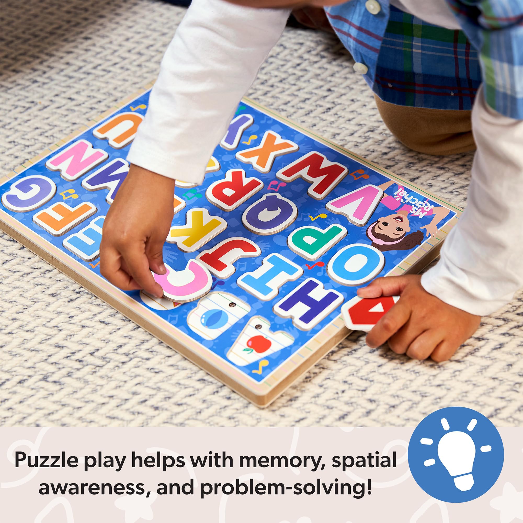 Melissa & Doug® Ms. Rachel™ Wooden Phonics Alphabet Sound Puzzle with Light-Activated Sound Effects, 24-Piece Toddler Toys for Boys and Girls Ages 2+ Years - FSC Certified