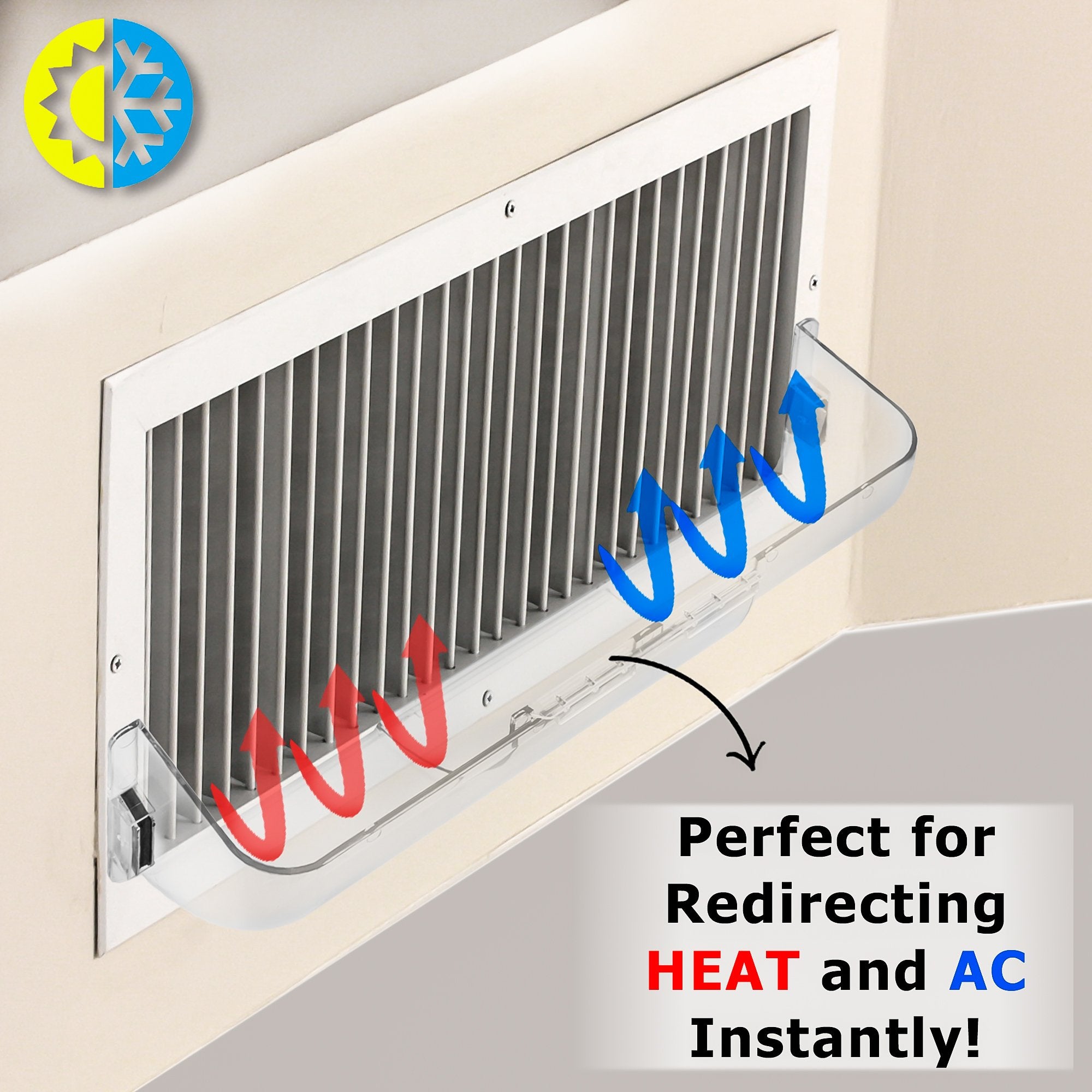 Home Intuition Heat and Air Vent Deflector 8.5" to 15" Magnetic Non Melting Adjustable for Vents, Sidewall, and Ceiling Registers, 2 Pack