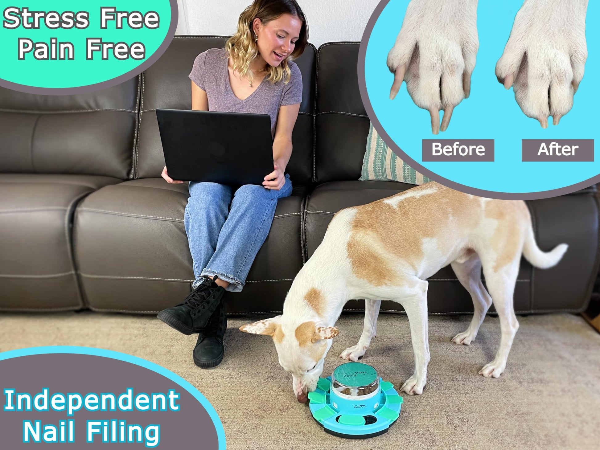 Zenly Paws Nail File Toy, Dog Scratch Pad for Nails, Dog Nail Scratch Board, Scratching Board for Dogs, Scratching Pads Files Scratcher Slow/Puzzle Feeder W/Treat Box Dispenser Trimmer Grinder Filer