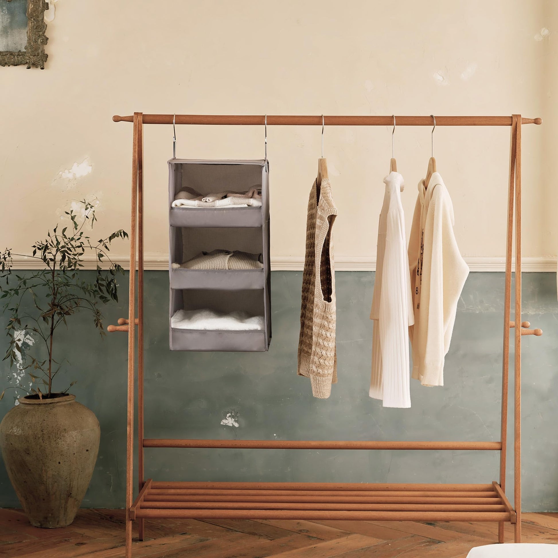GRANNY SAYS 3-Shelf Hanging Closet Organizer and Storage, Collapsible Hanging Closet Shelves, Hanging Organizer for Closet & RV, Gray, 29 ½" H X 12" W X 12" D, 1-Pack