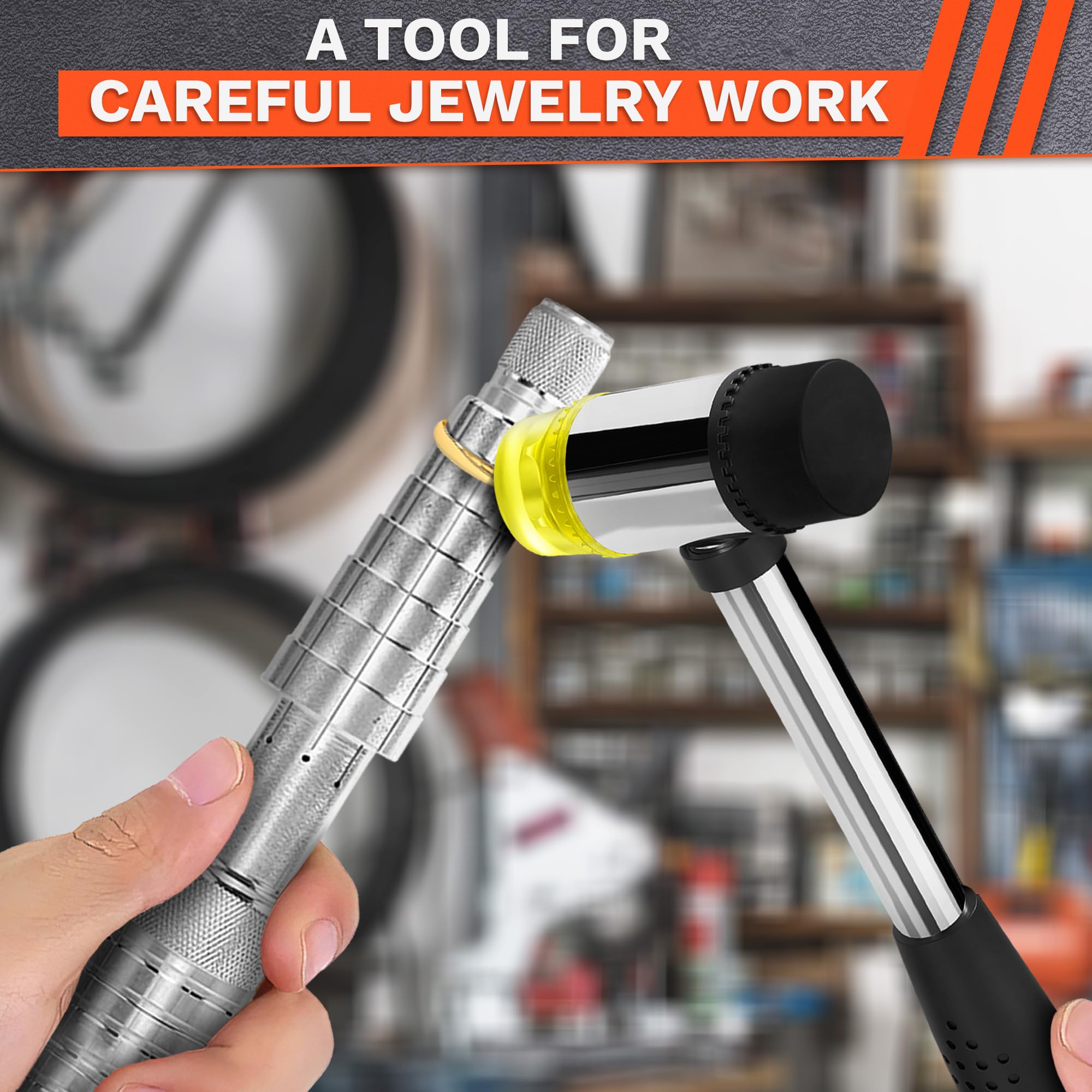 Small Rubber Mallet Hammer – 25 mm Lightweight Double-Sided Rubber and Plastic Head | Non-Slip Ergonomic Grip | Durable, Scratch-Free Tool for Jewelry Making, Crafting, Furniture Assembly, and Repairs