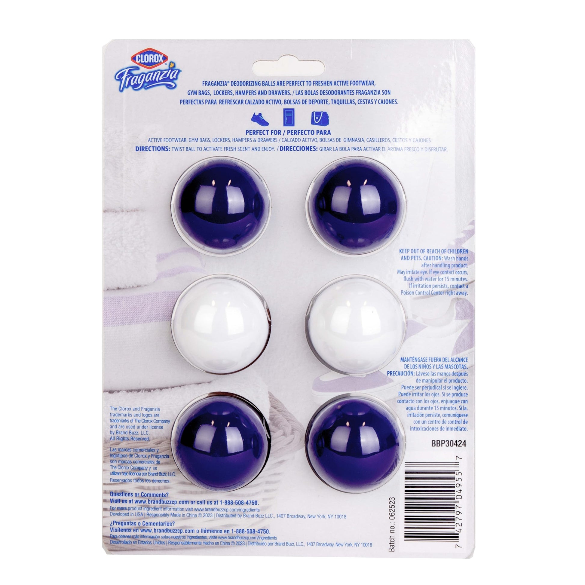 Clorox Fraganzia Deodorizing Balls, Lavender with Eucalyptus Scent - Battery Free Air Refresher, Odor Eliminators for Shoes, Gym Bag, Closet, Locker, Hamper, and Drawer Odor Deodorizers, 6 Count