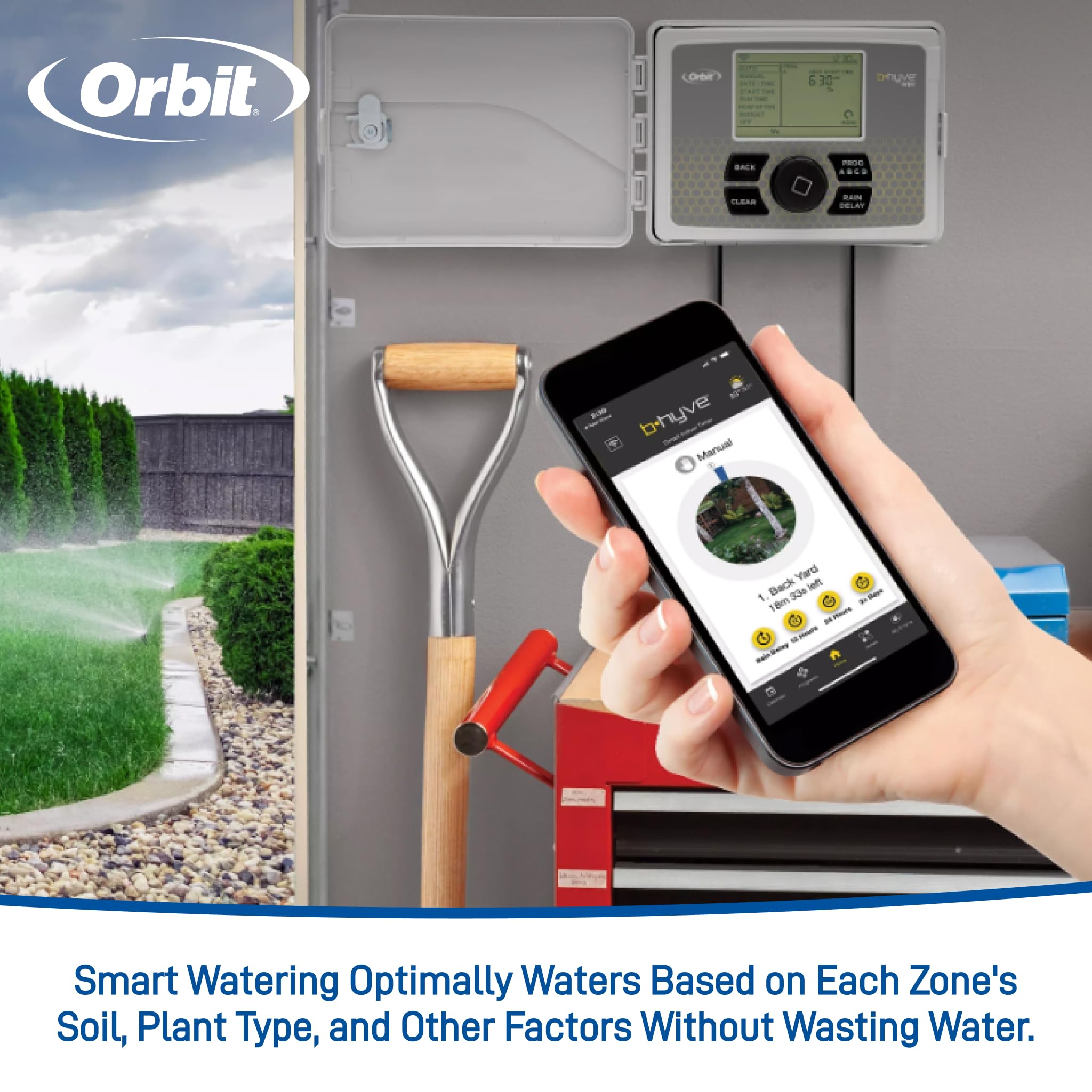 Orbit 57946 B-hyve Smart Indoor/Outdoor 6-Station WiFi Sprinkler System Controller