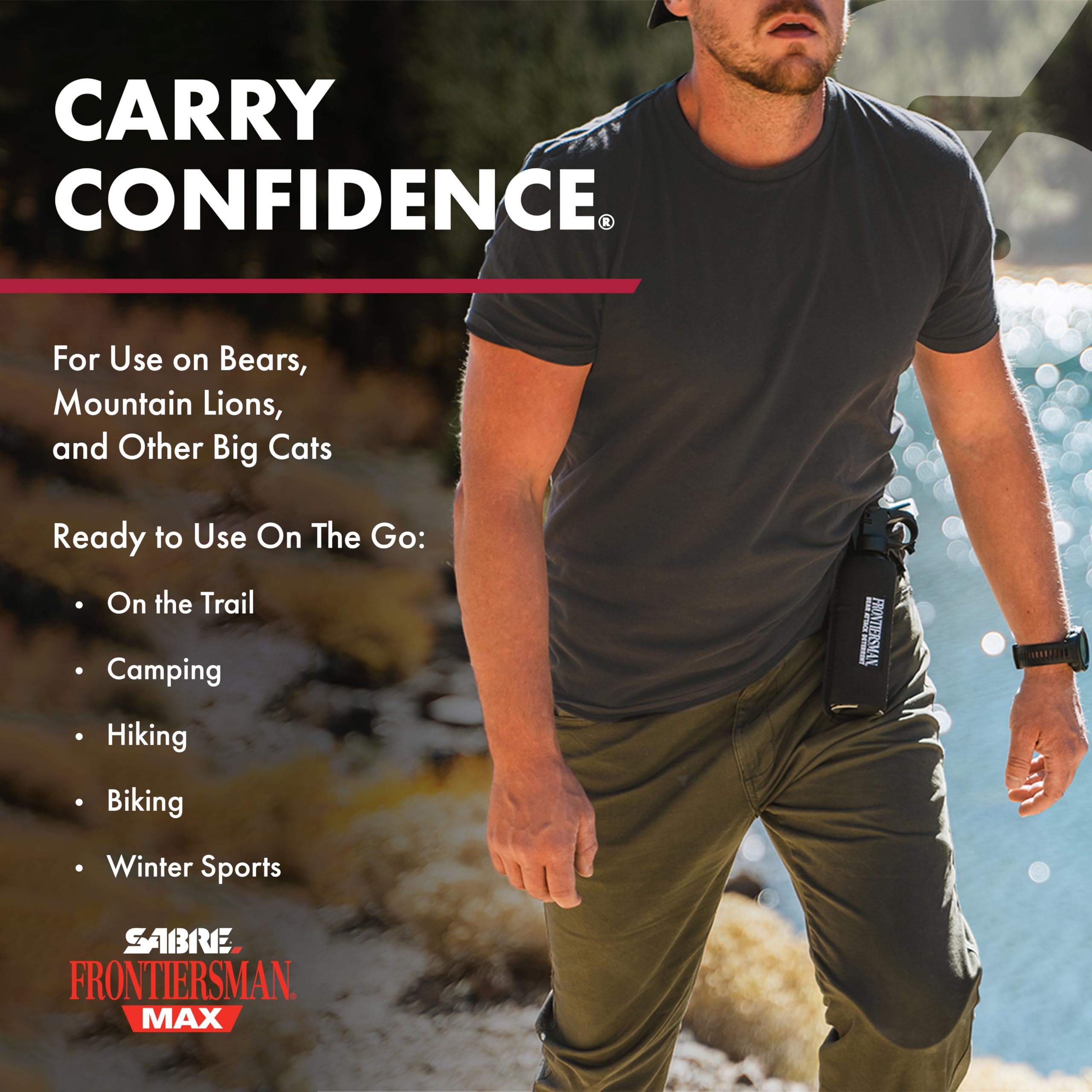 SABRE Frontiersman MAX 7.9 fl oz. Bear & Mountain Lion Attack Deterrent, Up to 40 ft Range, Contains 2% Major Capsaicinoids, Safer for You, Animals & The Environment, Glow-in-The-Dark Safety