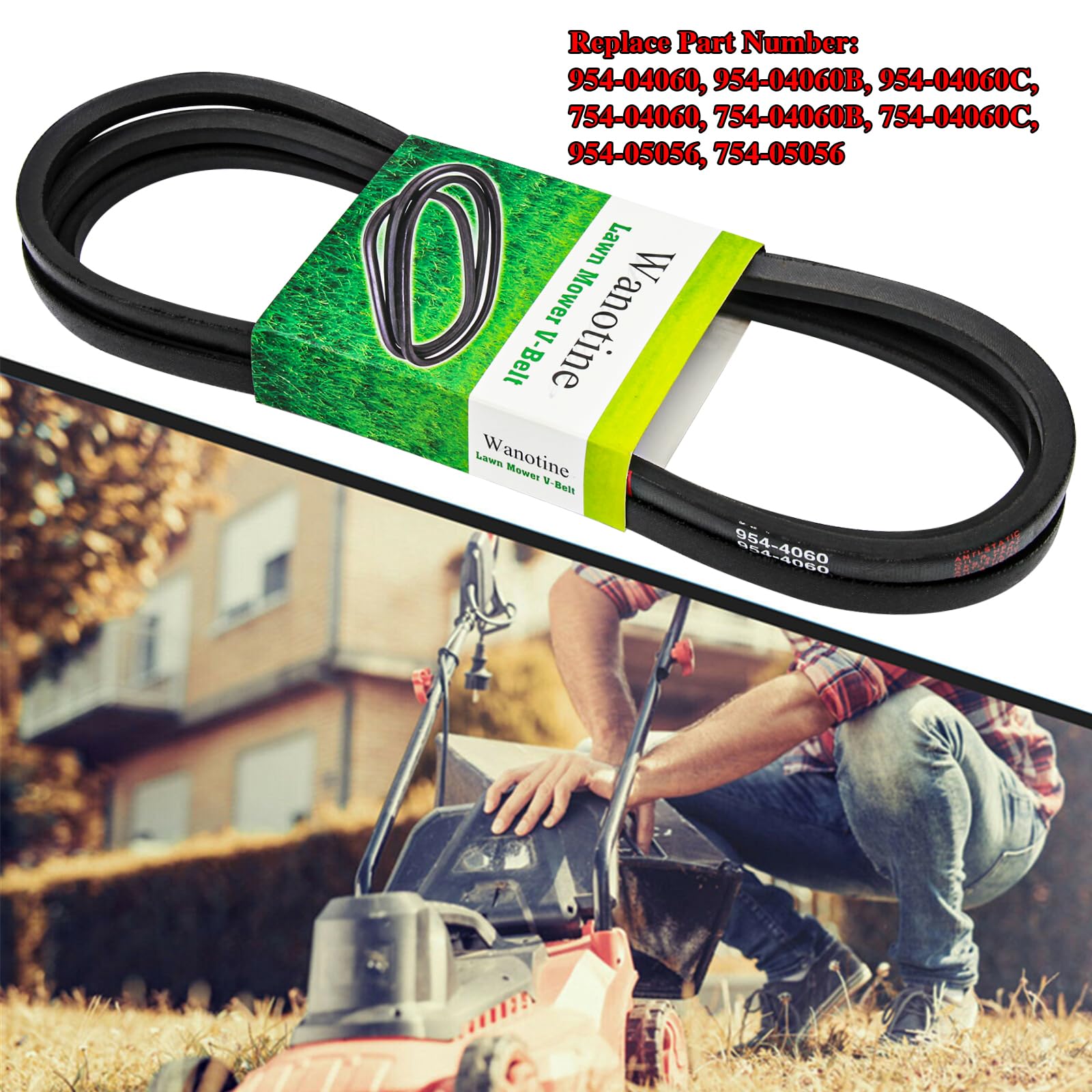 Wanotine 954-04060C Deck Belt Replaces Troy Bilt Riding Mower 42'' Deck Belt 954-04060 954-04060B 754-04060, Fits MTD Troy-Bilt Craftsman Cub Cadet John Deere Lawn Tractor Mowers (1/2" x 96 1/2")