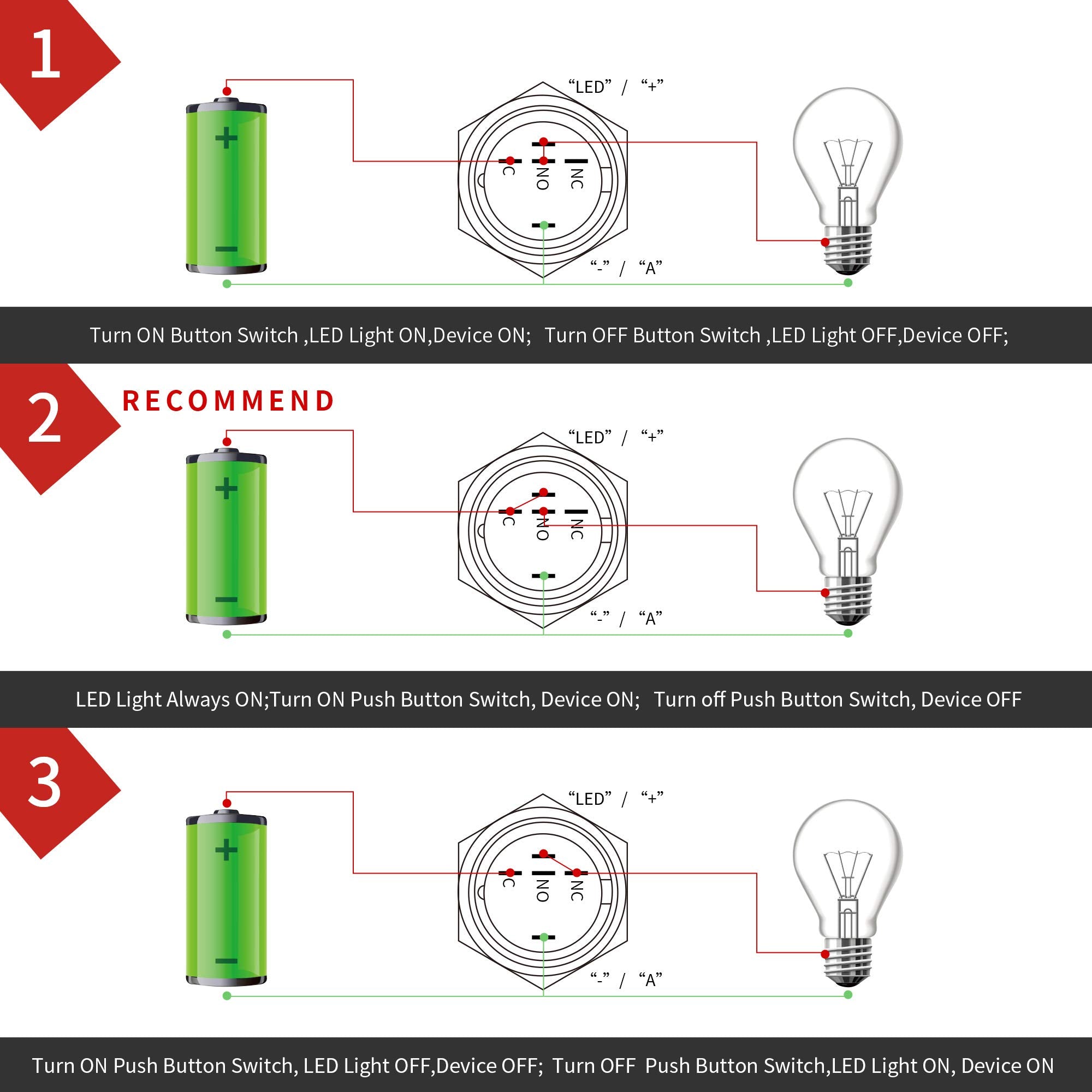 APIELE 16mm Latching Push Button Switch 12V DC On Off Black Shell with LED Angel Eye Head for 0.63" Mounting Hole with Wire Socket Plug Self-Locking (Blue/Black Shell)