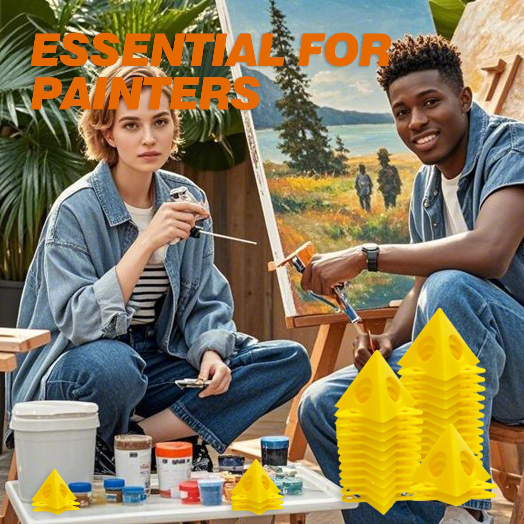 KATA Painters Painting Pyramid Stands: 36pcs Cabinet Doors Risers & Painting - Paint Triangle Stands Mini Cones Tripods for Canvas Support & Pouring - Art DIY Projects Household Essemtials