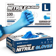 Beastek Blue Nitrile Exam Gloves, 4 mil Powder-Free Latex-Free Non-Sterile Food Safe Disposable Medical Glove, 100 Pcs (Large)