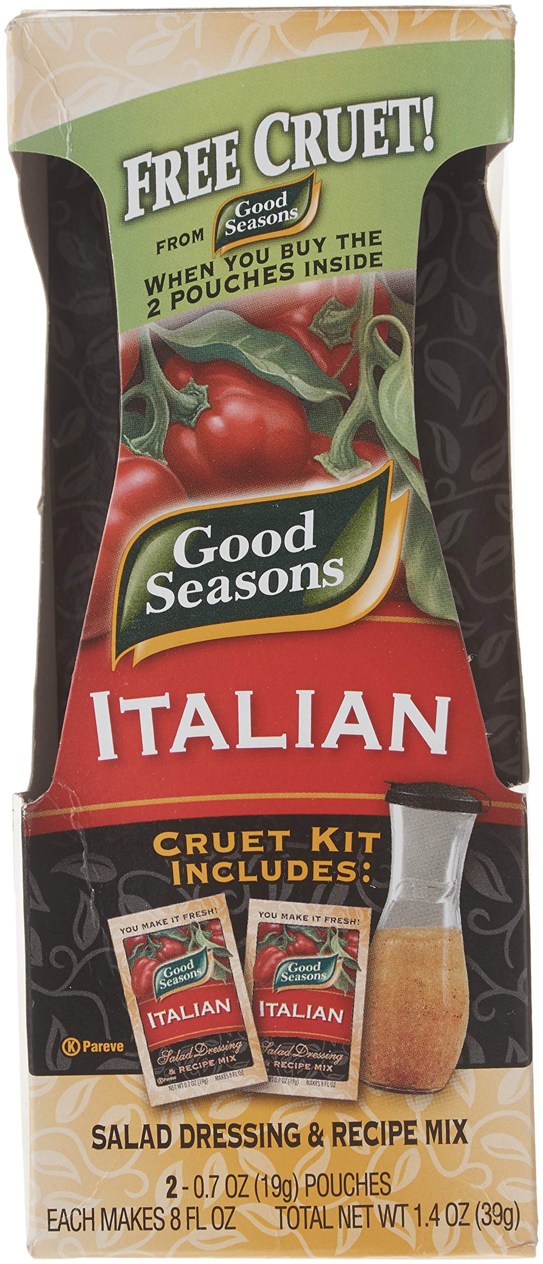 Good Seasons Italian Dressing Mix, 2 Packages with Cruet, 1.4 Oz. Net