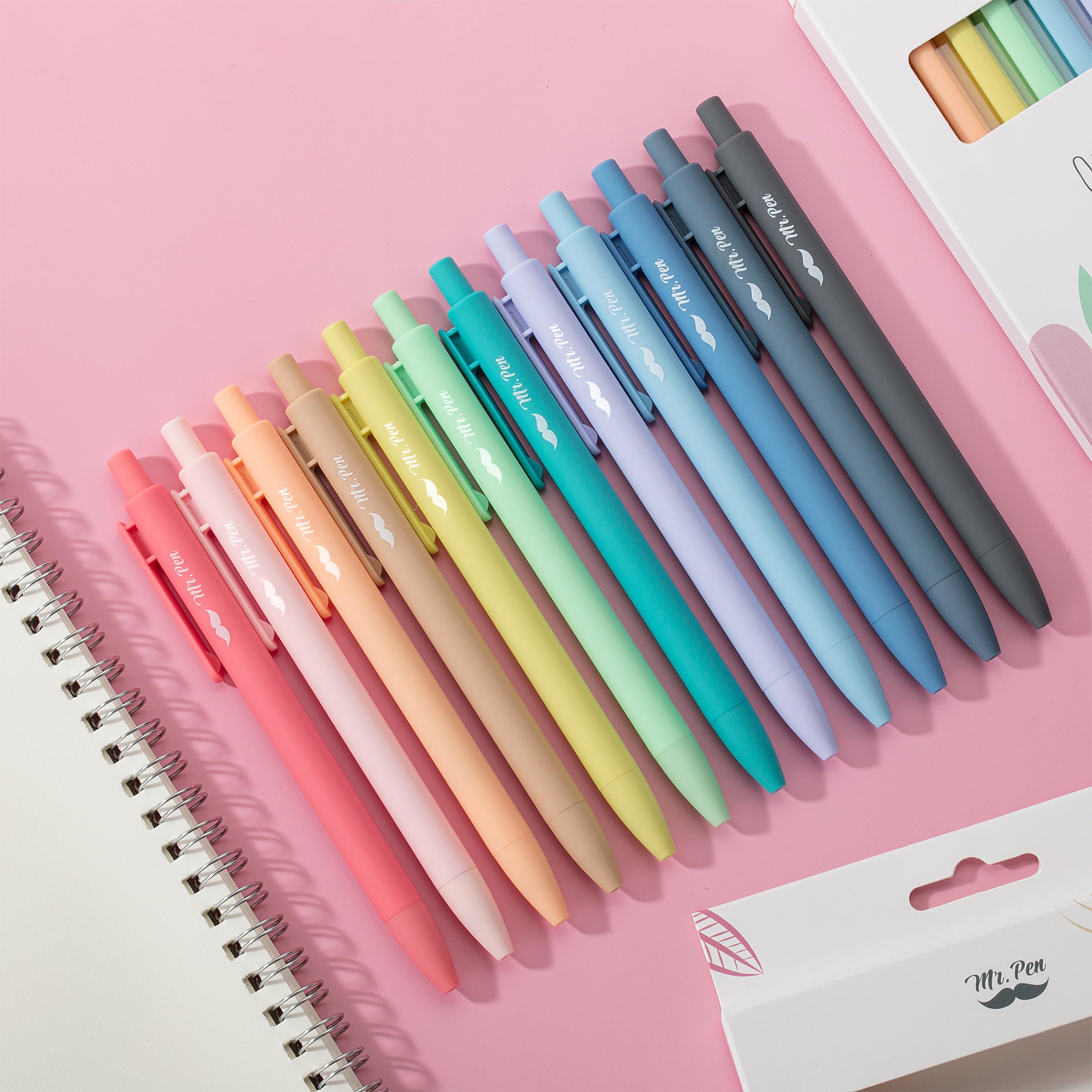 Mr. Pen- Retractable Gel Pens, 12 Pack, Fast Dry, Gel Pens Fine Point 0.7mm, Retractable Pens, Cute Pens, Back to School Supplies