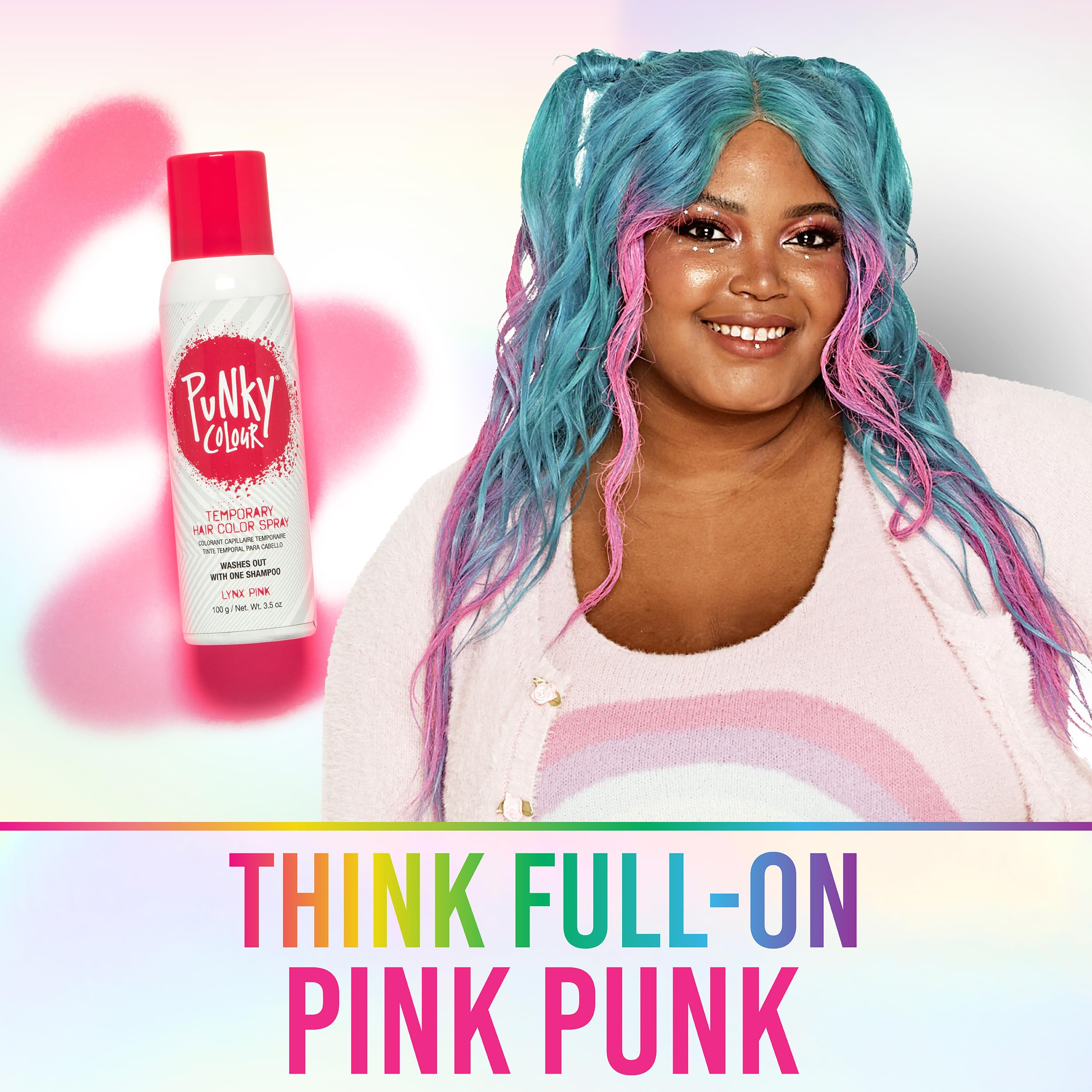 Punky Temporary Hair Color Spray, Lynx Pink, Fast-Drying, Non-Sticky, Non-Damaging, Travel Size Hair Dye for Instant Vivid Hair Color, 3.5 oz