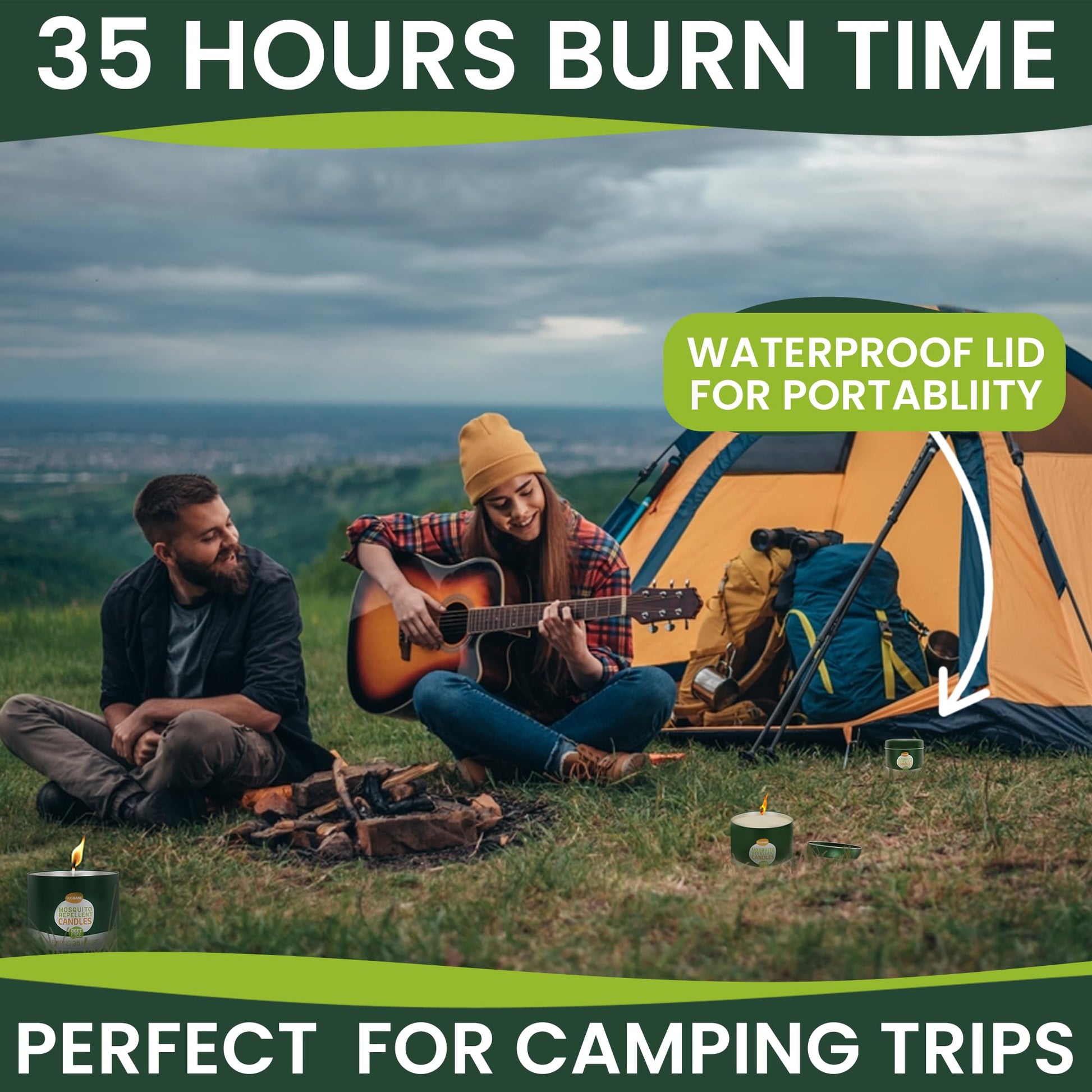 2 Mosquito Candles for Outside. Citronella Candles Outdoor Large. DEET Free with 5 Natural Essential Oils. Insect Fly Bug Candle Repellent Outdoor. Mosquito Repellent Candle Indoor Home Patio Camping