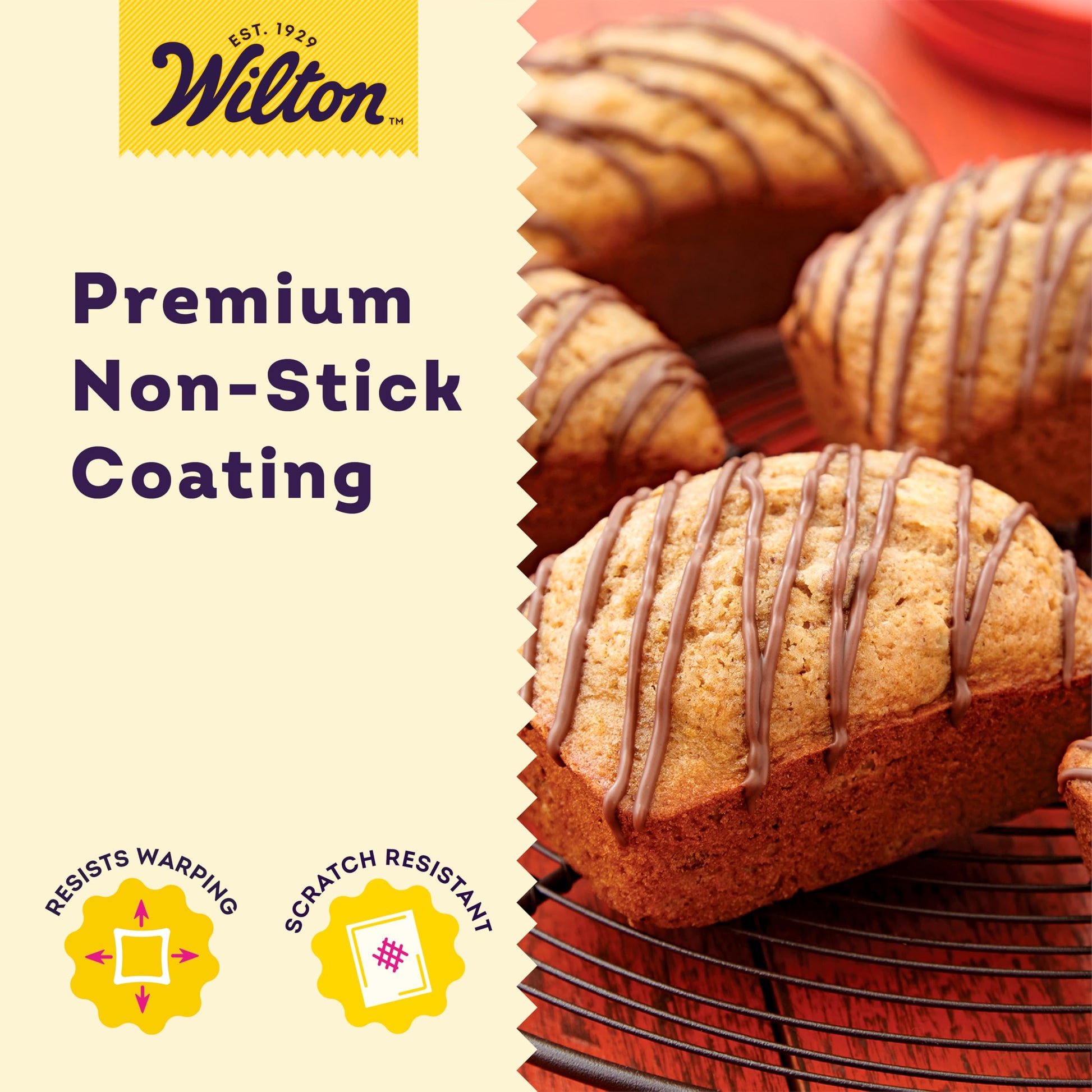 Wilton Gold Premium Non-Stick Warp-Resistant Bakeware, Made without PFAs, Mini Loaf Pan, 8-cavity, 15 x 10 x 1.5 in, Packaging May Vary
