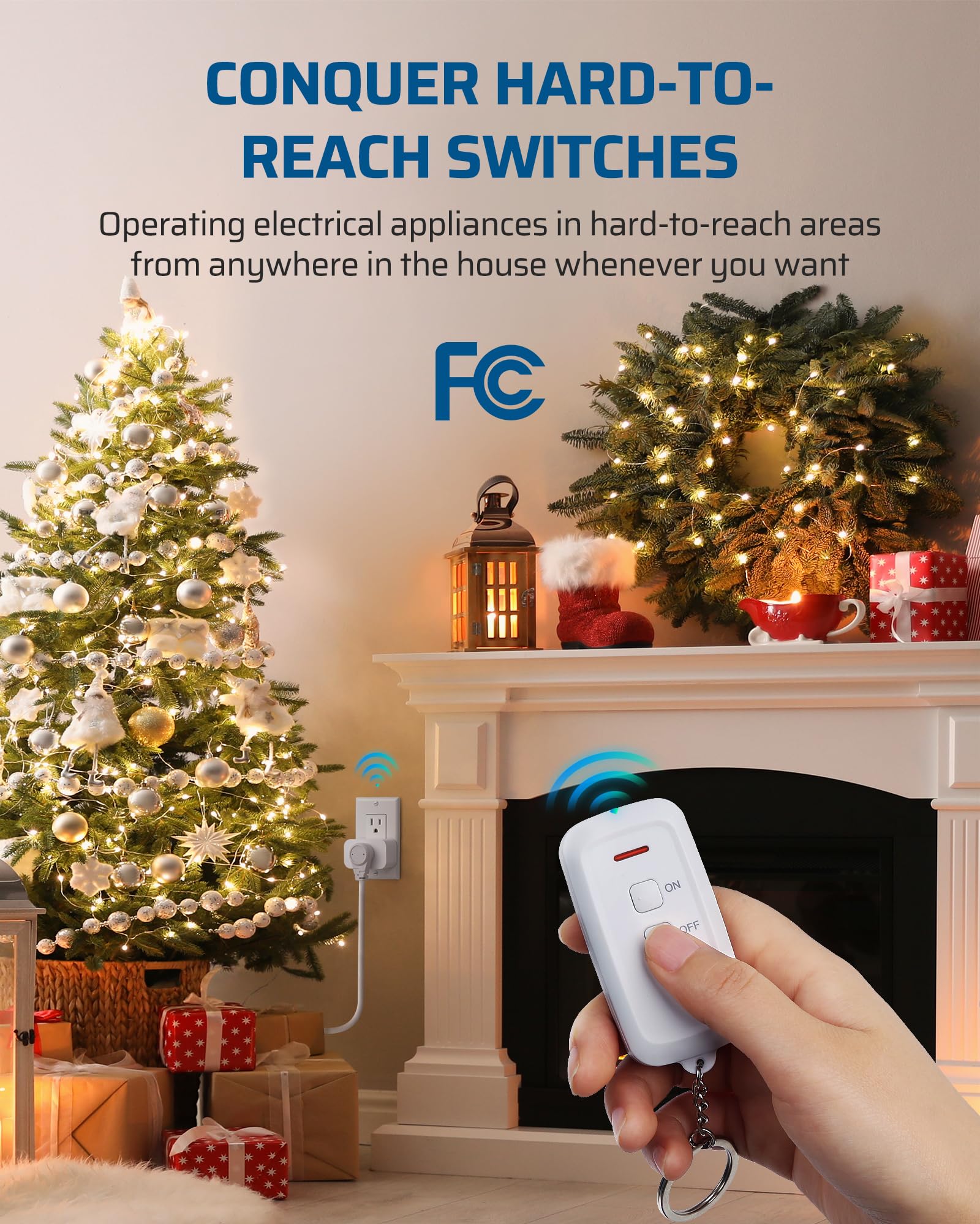 DEWENWILS Indoor Remote Control Outlet, Wireless Remote Light Switch, No Interference Remote Outlet Switch, No Wiring, 15A/1875W, 100ft RF Range, Compact Design, Programmable