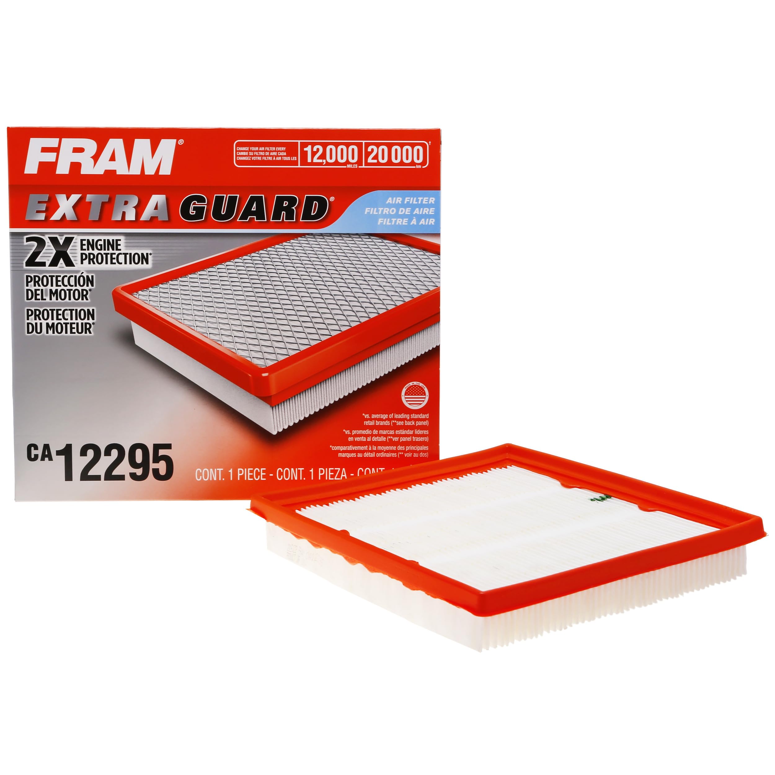 FRAM Extra Guard Flexible Panel Engine Air Filter Replacement, Easy Install w/Advanced Engine Protection and Optimal Performance, CA12295 for Select Subaru Vehicles