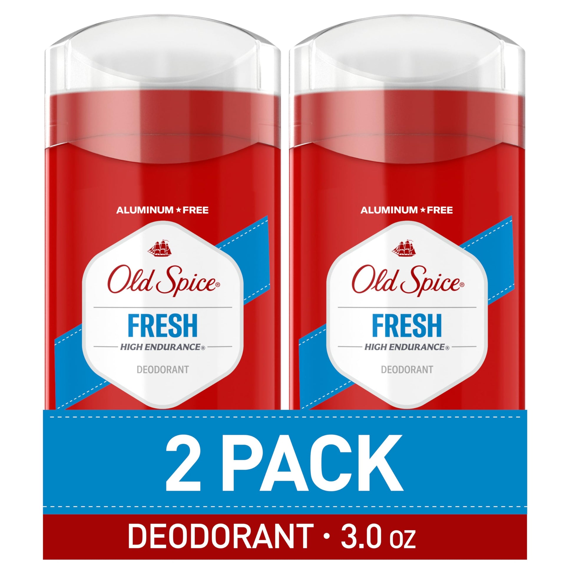 Old Spice Aluminum Free Deodorant For Men, High Endurance, 24/7 Sweat Defense & Odor Protection, 24/7 Freshness & Lasting Scent, Fresh Scent, 3.0 oz (Pack of 2)