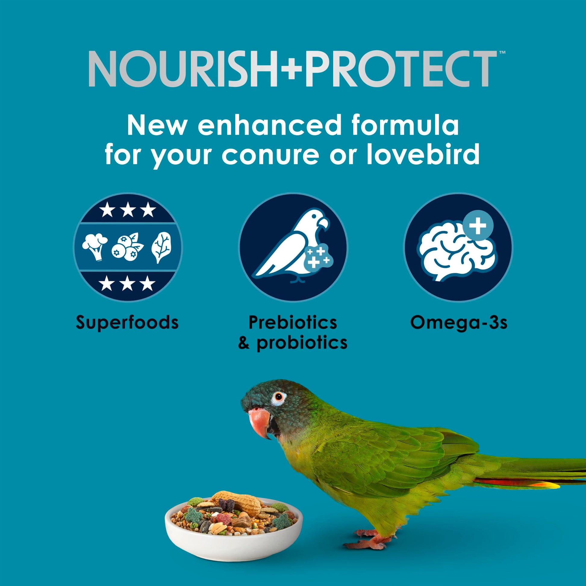 Kaytee Forti-Diet Pro Health Nourish+Protect Conure & Lovebird Food, Comprehensive Nutrition Backed by Science, Digestive Health, Immune Support, 4 pounds
