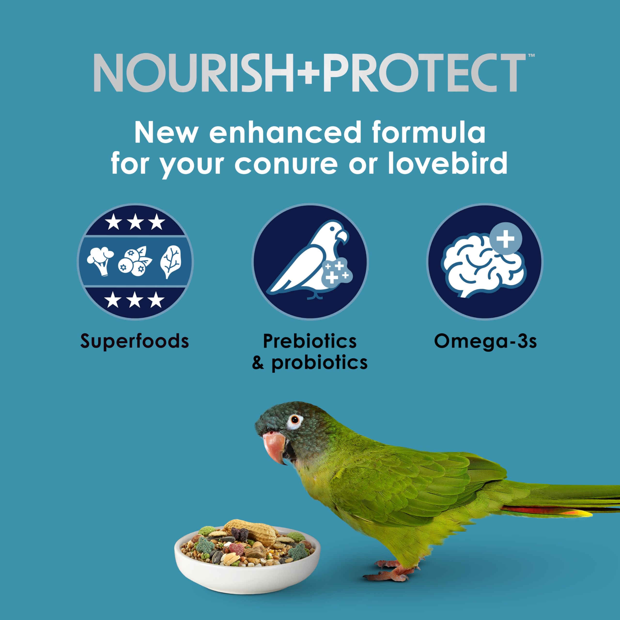 Kaytee Forti-Diet Pro Health Nourish+Protect Conure & Lovebird Food, Comprehensive Nutrition Backed by Science, Digestive Health, Immune Support, 4 pounds