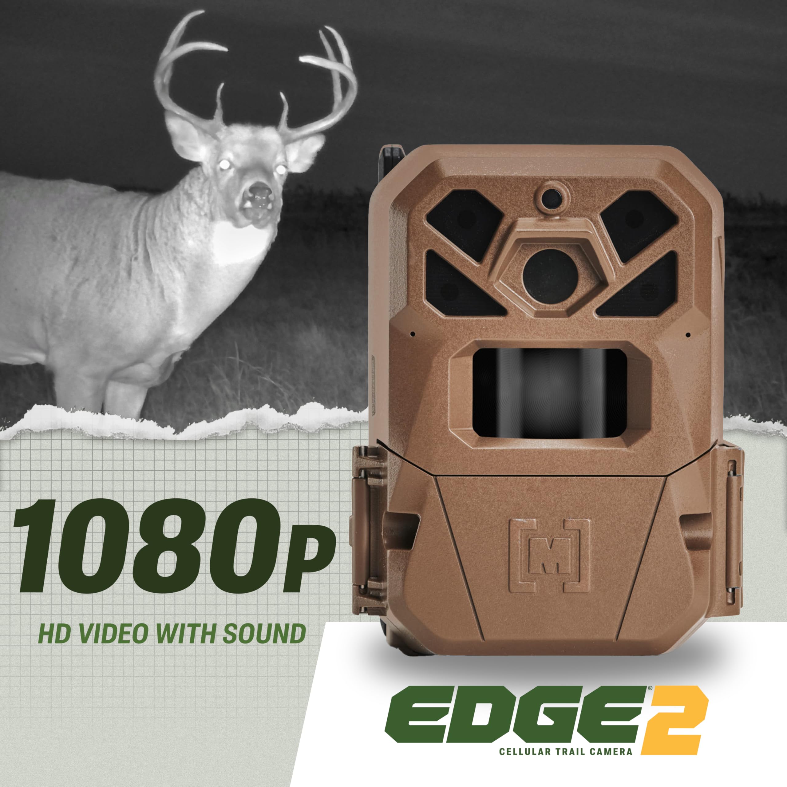 Moultrie Edge 2 Cellular Trail Camera - Auto Connect Nationwide 4G LTE - On Demand 36MP Photo - 1080P Video with HD Audio - 100 Ft Detection Range - Low Glow Flash