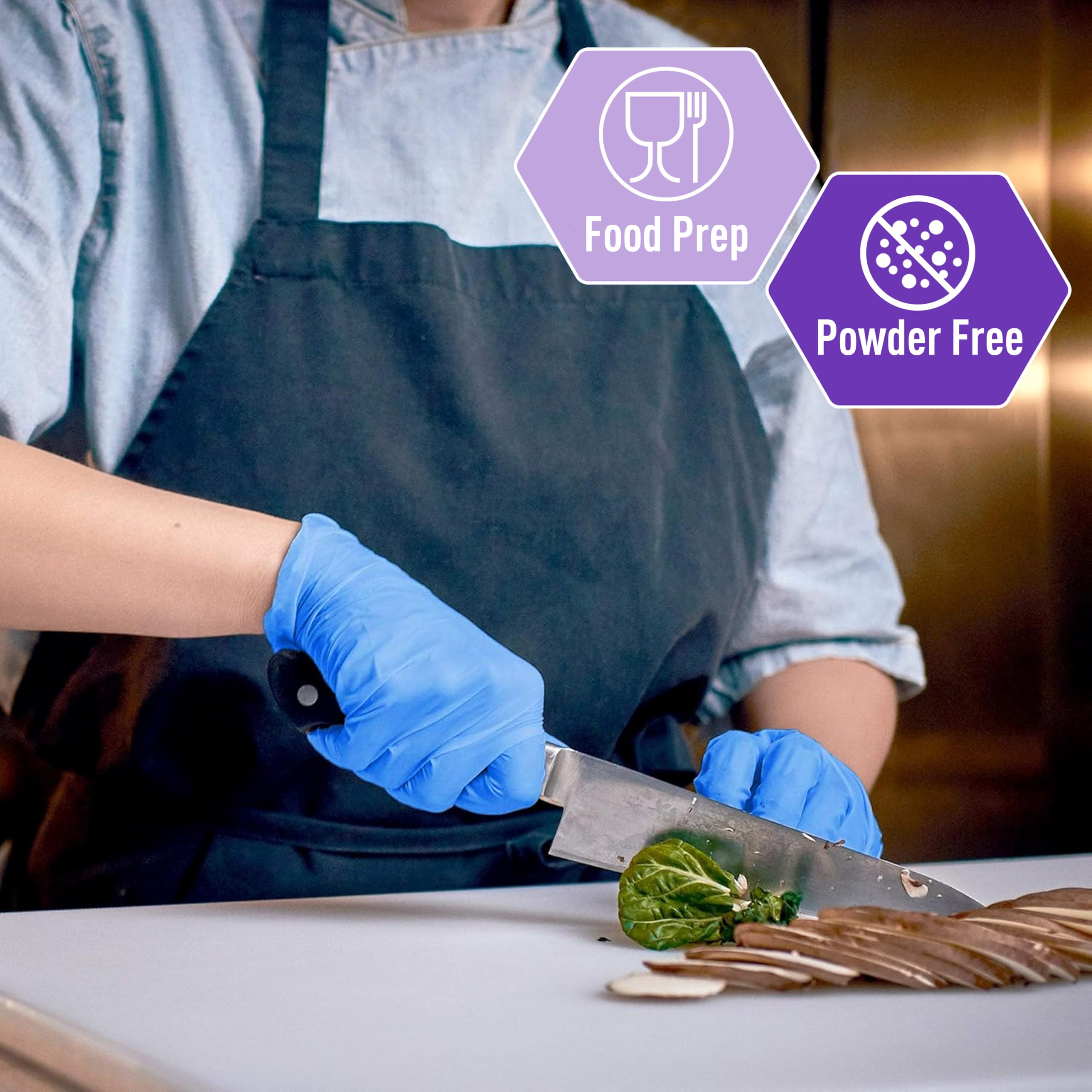 MED PRIDE Disposable Medical Vinyl Exam Gloves Single Use Nitrile-Vinyl Blend Exam Gloves, Large 100 - Powder Free, Latex Free & Rubber Free - Single Use Non-Sterile Protective Gloves