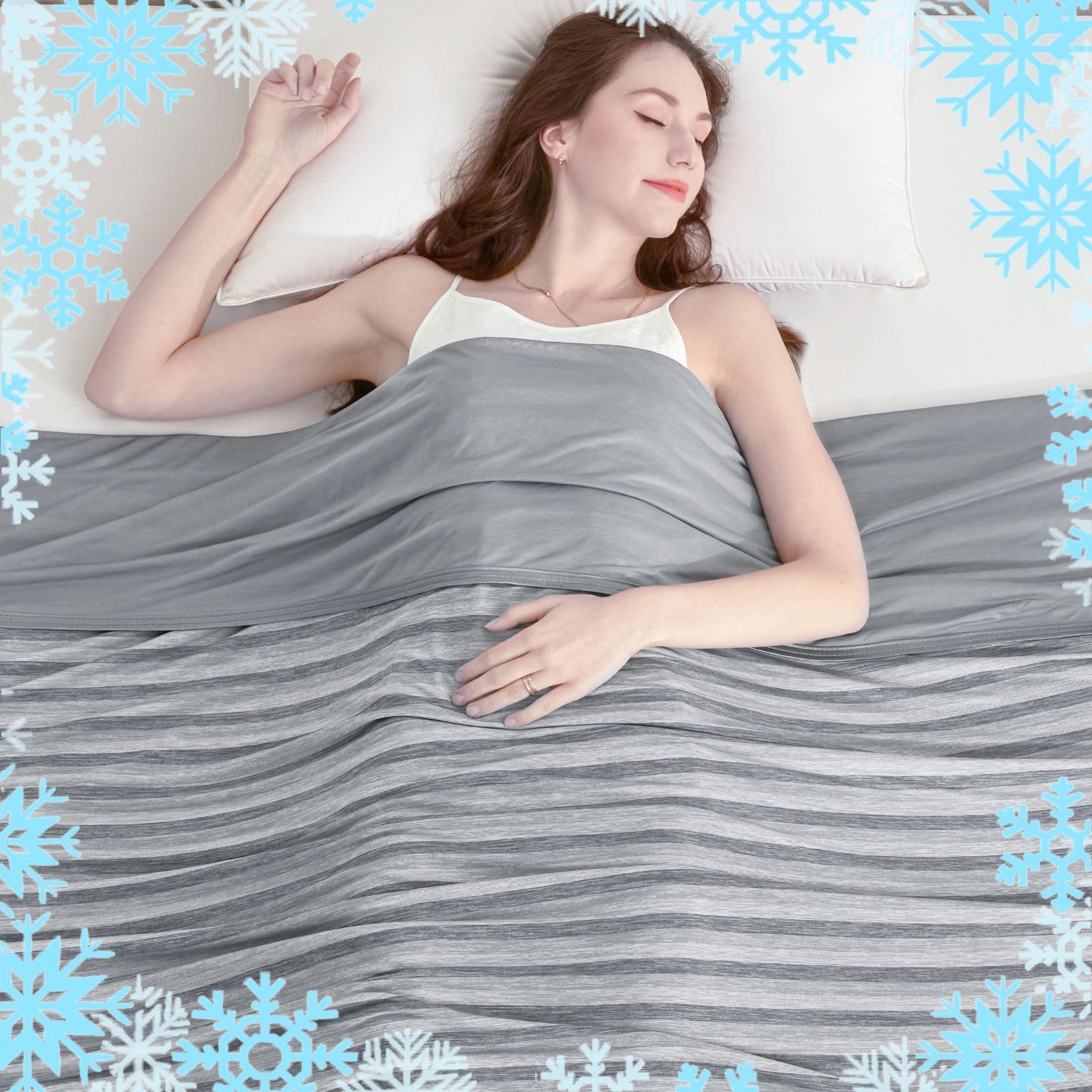 Ailemei Direct Cooling Throw Blanket for Hot Sleepers,Double Sided Cold Effect, Lightweight Breathable Summer Bed Blanket for Couch, Transfer Heat to Keep Body Cool Night Sweats,50"x70"