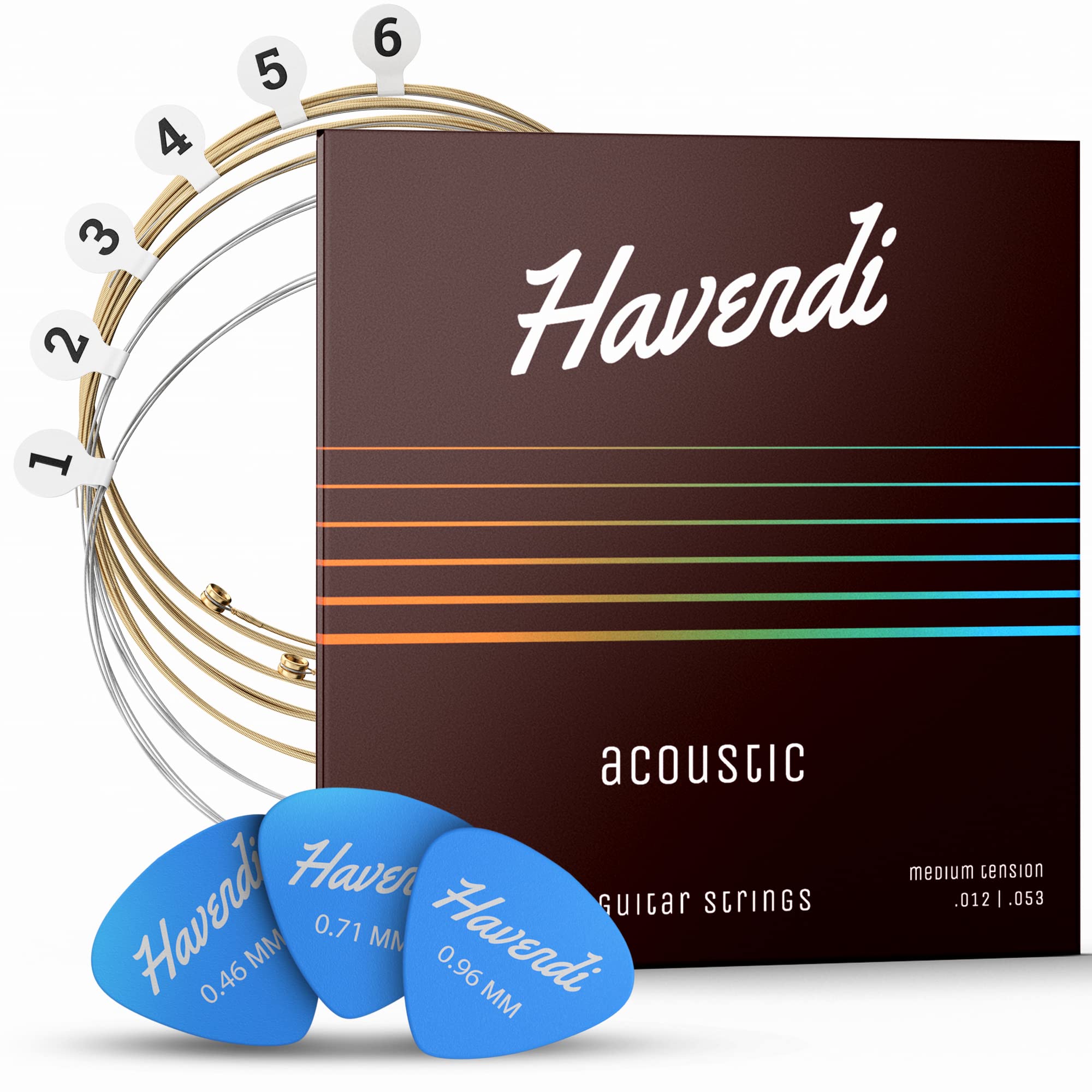 HAVENDI Guitar Strings I Acoustic guitar strings with Phosphor Bronze Coating I Brilliant Sound Quality I Includes 3 Picks...