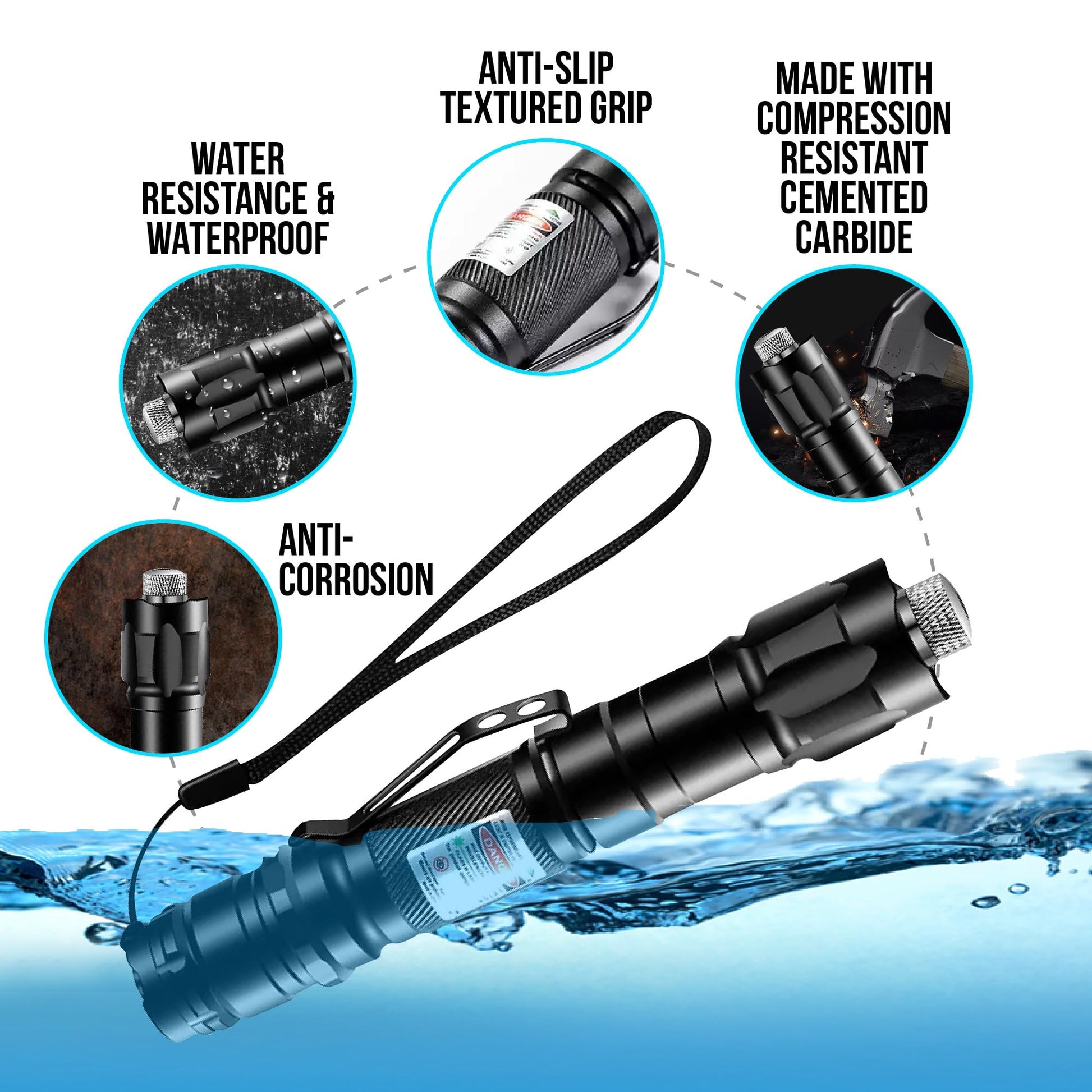 HITEKK High Power Green Laser Pointer | Tactical Green Laser Pointer | Single Press On/Off Tactical Lazer Pointer | Rechargeable Long Range Lazer Pointer and Carrying Case
