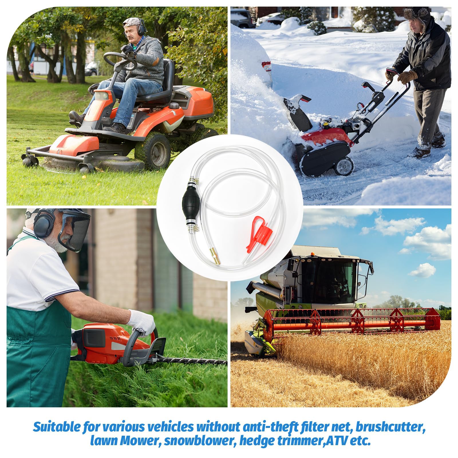 Gasoline Siphon Hose, Gas Oil Water Fuel Transfer Siphon Pump, Portable Widely Use Hand Fuel Pump, Fuel Transfer Pump with PVC Hoses (Pack of 1))