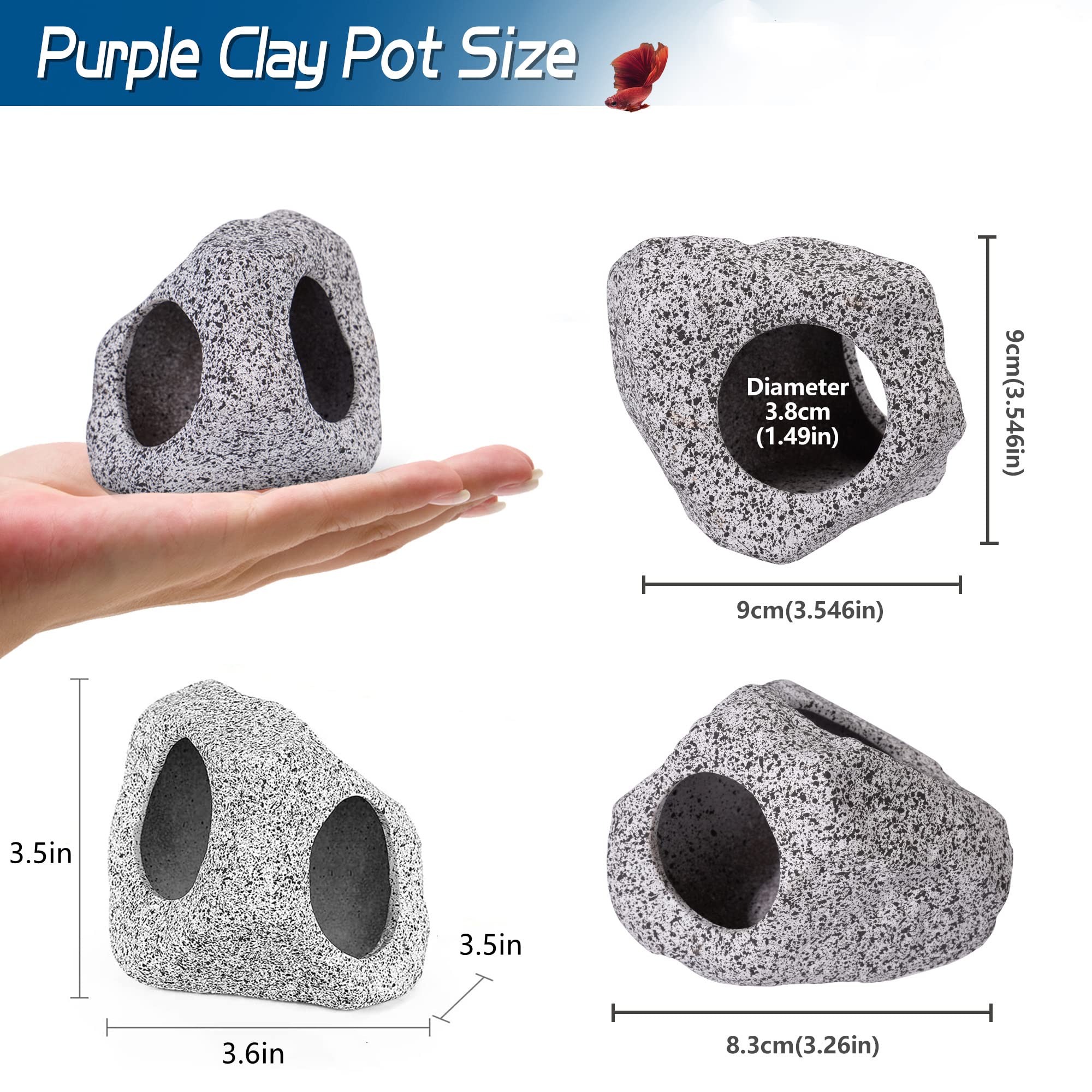 Aquarium Decorations Cave Fish Tank Accessories Rock Decor for Shrimp Cichlid Hiding Breeding Small Fish Bowl Hide Decoration Betta Toys Hideout Stones House（Medium）