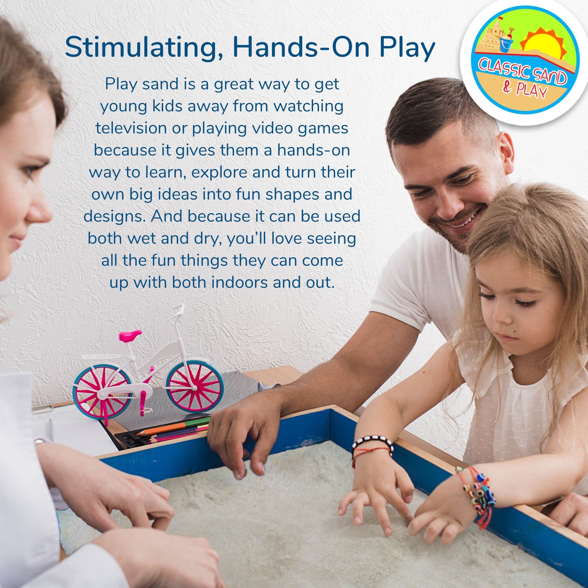 Classic Sand and Play Sand for Sandbox, Table, Therapy, and Outdoor Use, 20 lb. Bag, Natural, Non-Toxic, Wet Castle Building for Creativity and Stimulates Sensory Skills