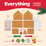 Gingerbread House kit [Set of 2] DIY Gingerbread House, Fun Holiday Activity for Kids, Ease Crafted Grooves Decor Kit of 2 Houses/4 ppl/Fondant/Snowflakes/Candies/Jellies/Beads/Buttons/Tray 30 Pcs Set