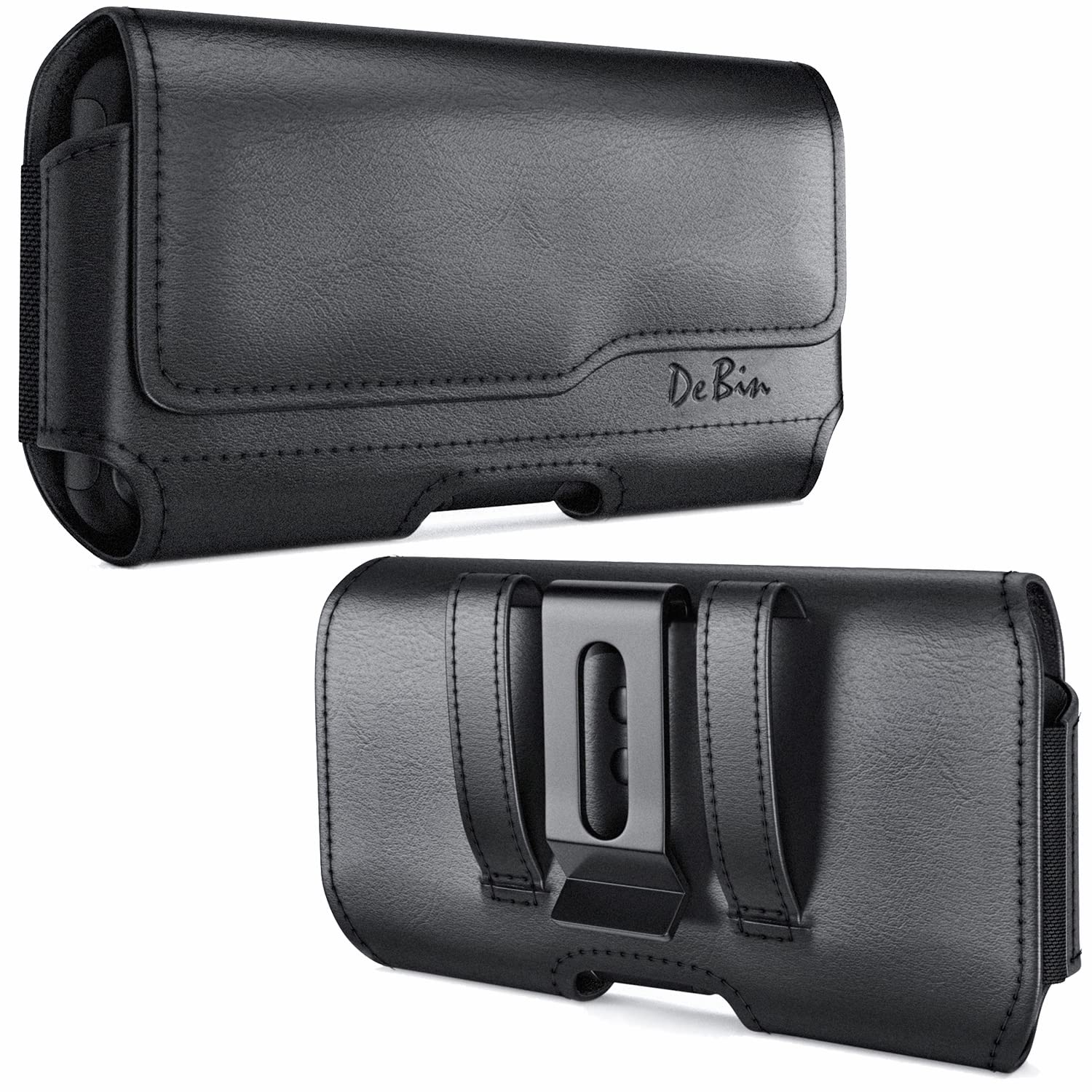 جراب DeBin Holster لهاتف iPhone 16 Pro 16e 15 15Pro 14 13 12 11 Xs 10 X XR - حافظة هاتف بحزام مع مشبك للرجال والنساء (يناسب الغطاء الواقي) أسود