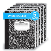 Rosmonde Composition Notebook Wide Ruled 5 Pack, 200 Pages (100 Sheets), 9-3/4 x 7-1/2, Back to School Supplies, Notebooks for School, Office Supplies, Notebooks for Work, The Notebook for Note Taking