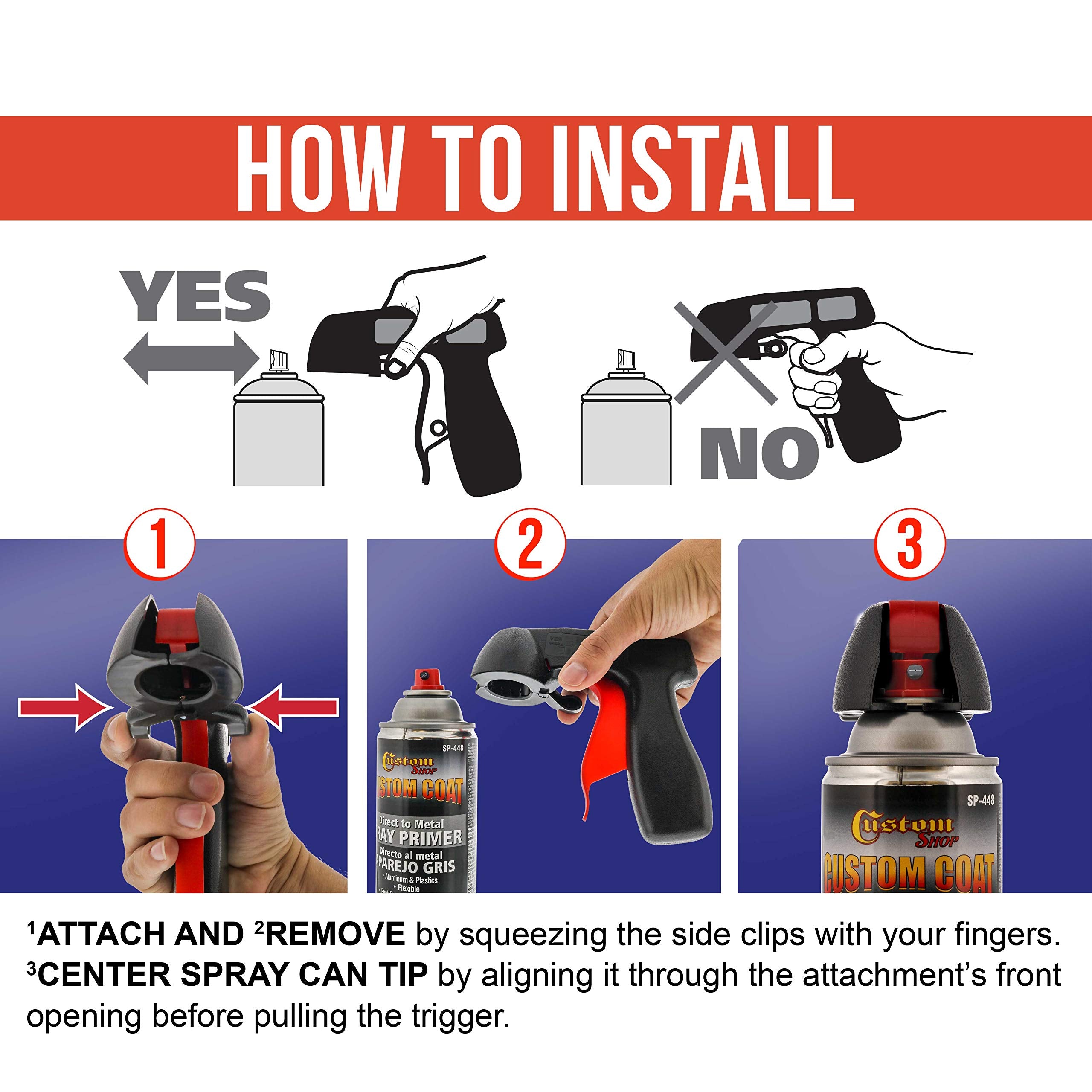 Instant Aerosol Trigger Handle (Pack of 2), Instantly Converts Spray Cans into Spray Guns - Full Hand Grip, Reusable, Easy to Clip-On & Off - Universal Fit, Use on Spray Paint, Adhesives, Lubricants