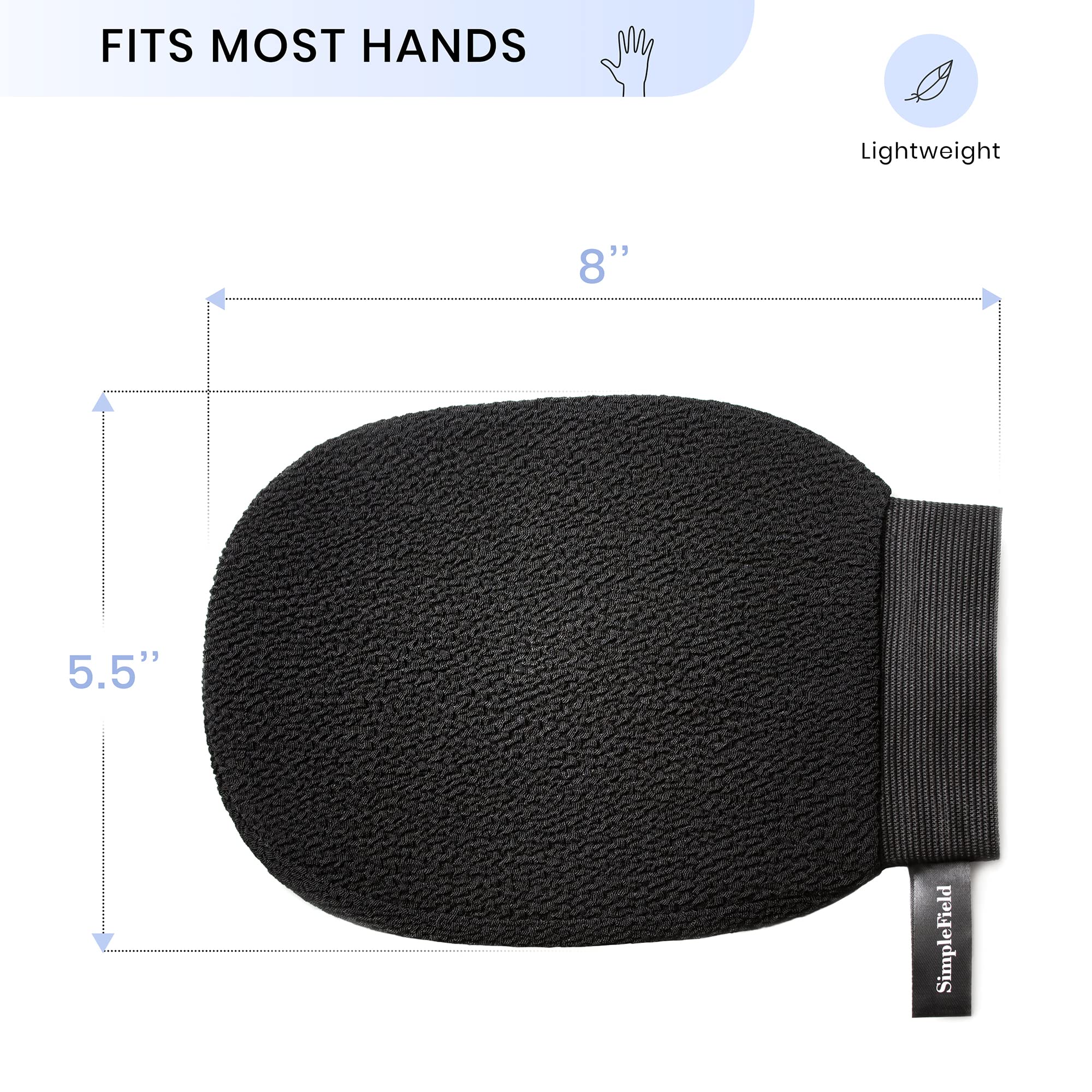 SimpleField Korean Exfoliating Mitt for Remove Dead Skin. 2 Pack 100% Viscose Kessa Deep Exfoliating Gloves for Body Scrub, Keratosis Pilaris and Self Tanning Removal. Easily Smooth Skin Surface.