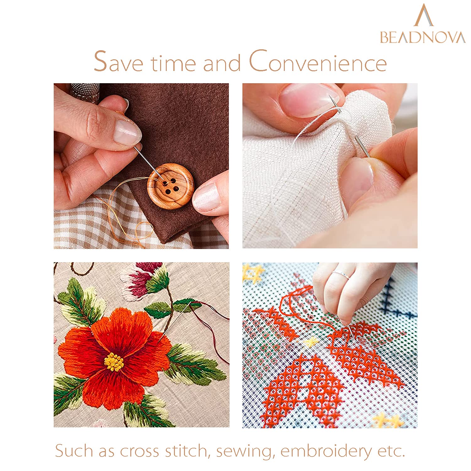 BEADNOVA Embroidery Needle Threader Tool 50pcs Aluminum Sewing Machine Needle Threader for Hand Sewing Cross Stitch Craft Knitting Quilting (50pcs)