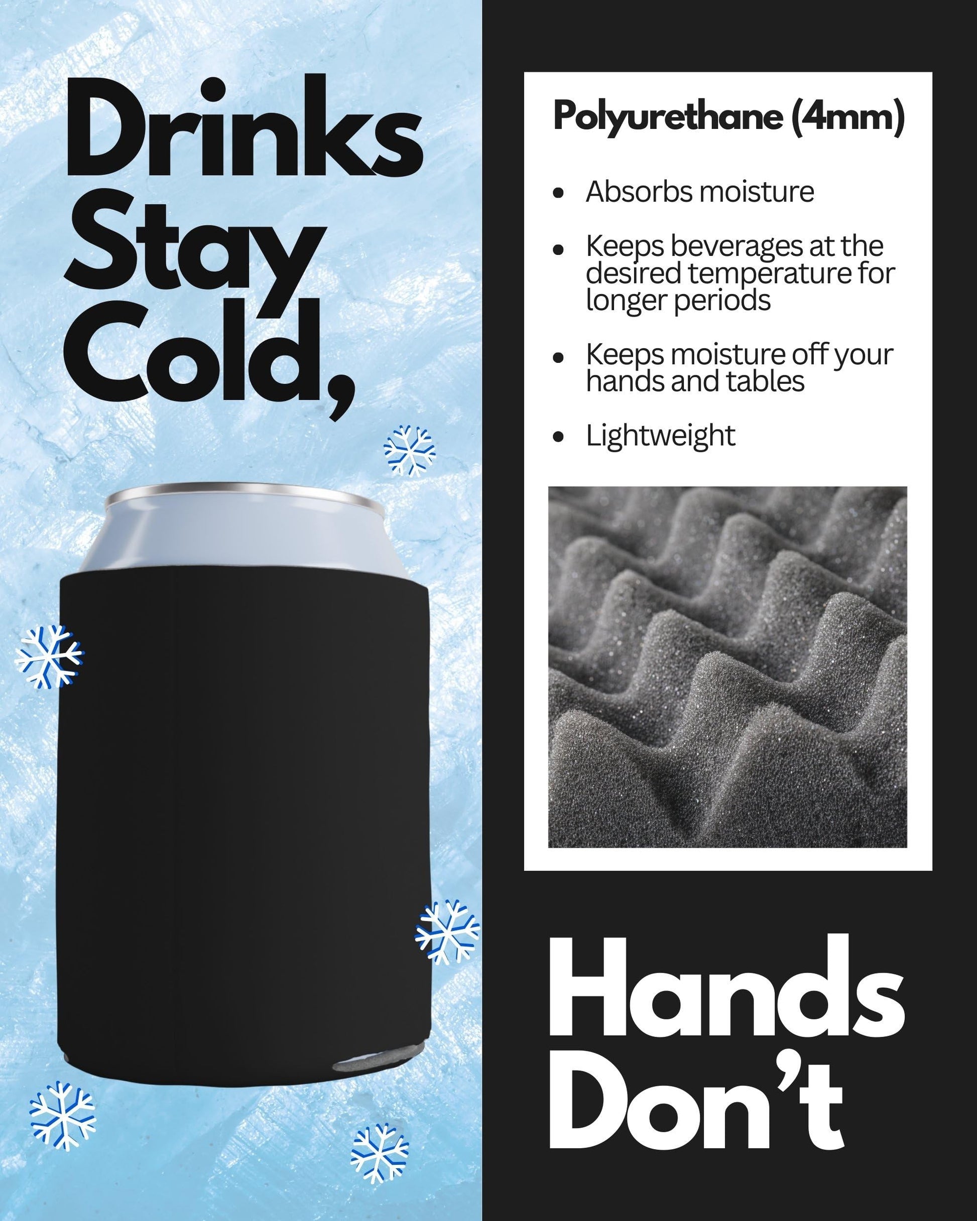 PartyPrints 25 Pack Black Blank Can Cooler Sleeves, Customizable Bulk Sublimation Insulated Foam for Beer, Collapsible Plain Drink Holder, Cold Soda Insulator, 12oz Regular, 16oz Tall Cans