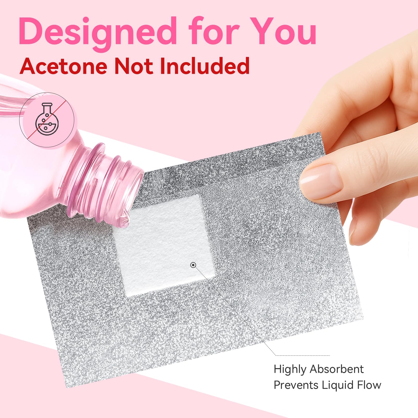 Makartt Nail Polish Remover - 100pcs Nail Foil Wraps for Soak Off Gel Polish Remover, with 1.18inch Pre-attached Lint Free Cotton Pads For Nails, Non Acetone Nail Polish Remover