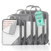 NICOSHOW 6 Set Compression Packing Cubes for Travel - Compressible, Lightweight, and Space-Saving Packing Cubes, Travel Essentials for Women, Grey