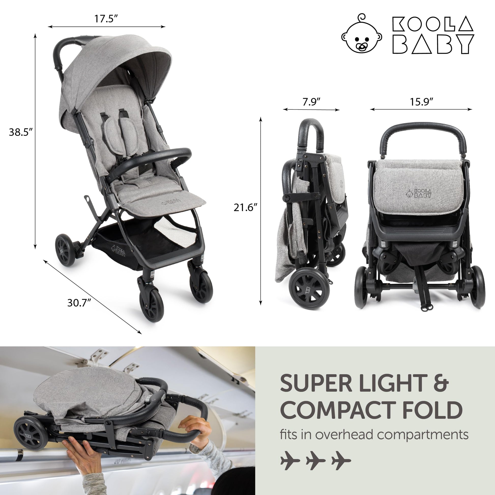 Lightweight Travel Stroller for Baby & Toddlers - Easy Fold & Compact Stroller with Canopy, Storage Basket, Multi-Position Recline & Convenient One-Hand Fold (Grey)