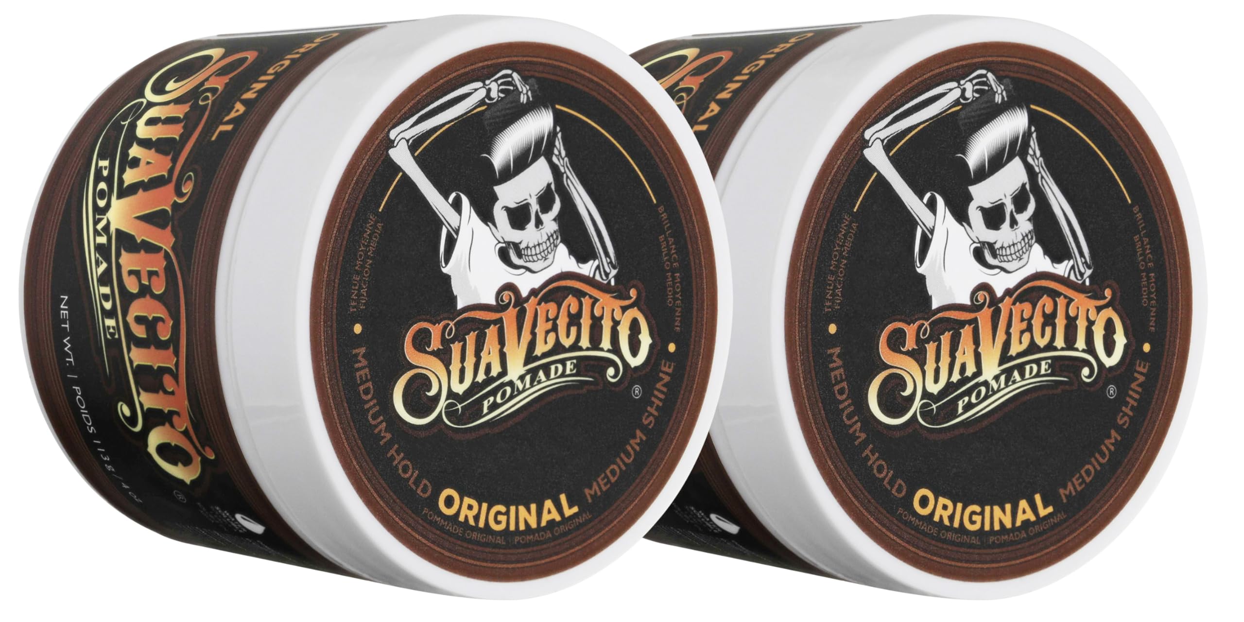 Suavecito Pomade Original For Men 4 oz, 1 Pack - Medium Shine Water Based Wax Like Flake Free Hair Gel - Easy To Wash Out - All Day Hold For All Hairstyles
